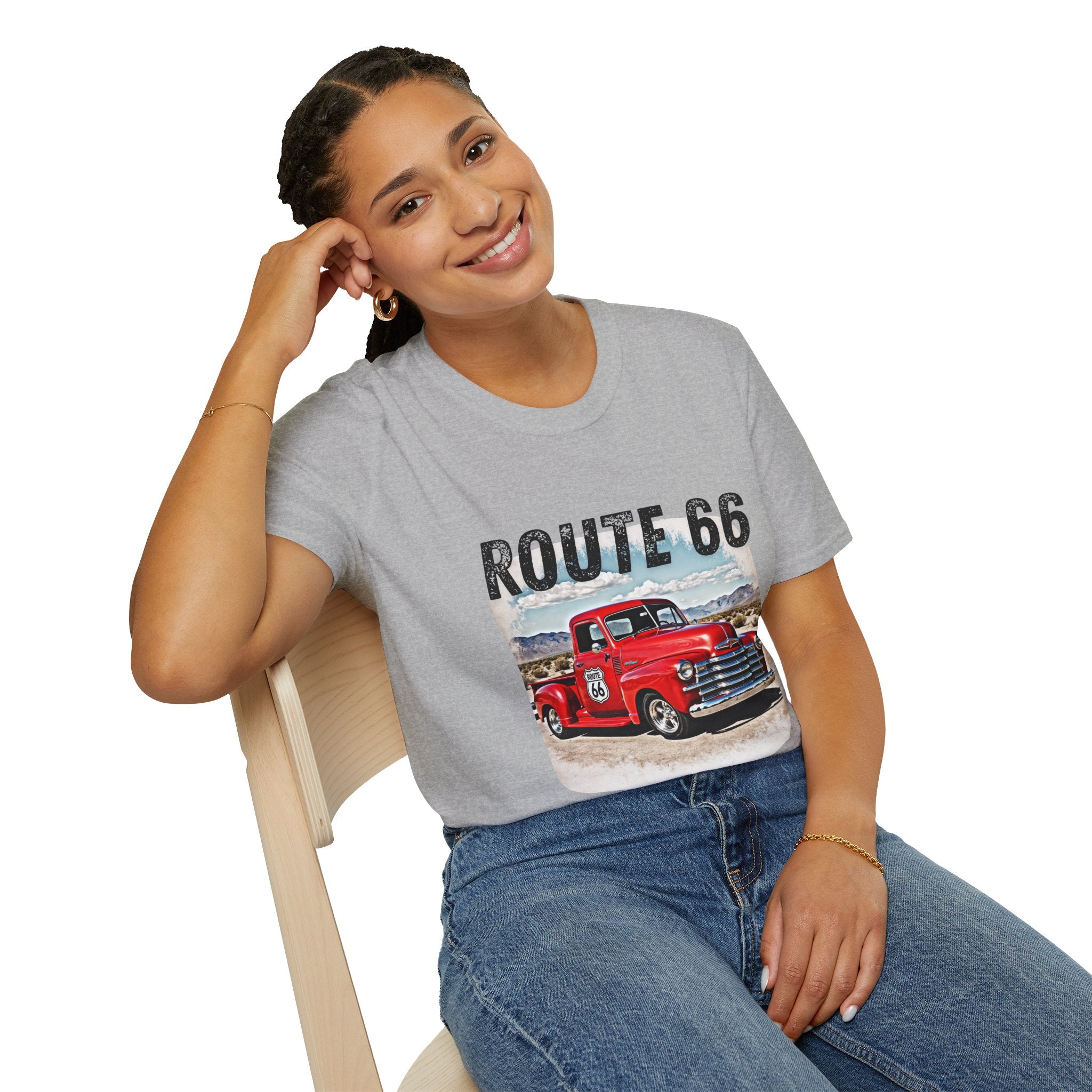 Route 66 Red Vintage Truck T-Shirt | Retro Highway Graphic