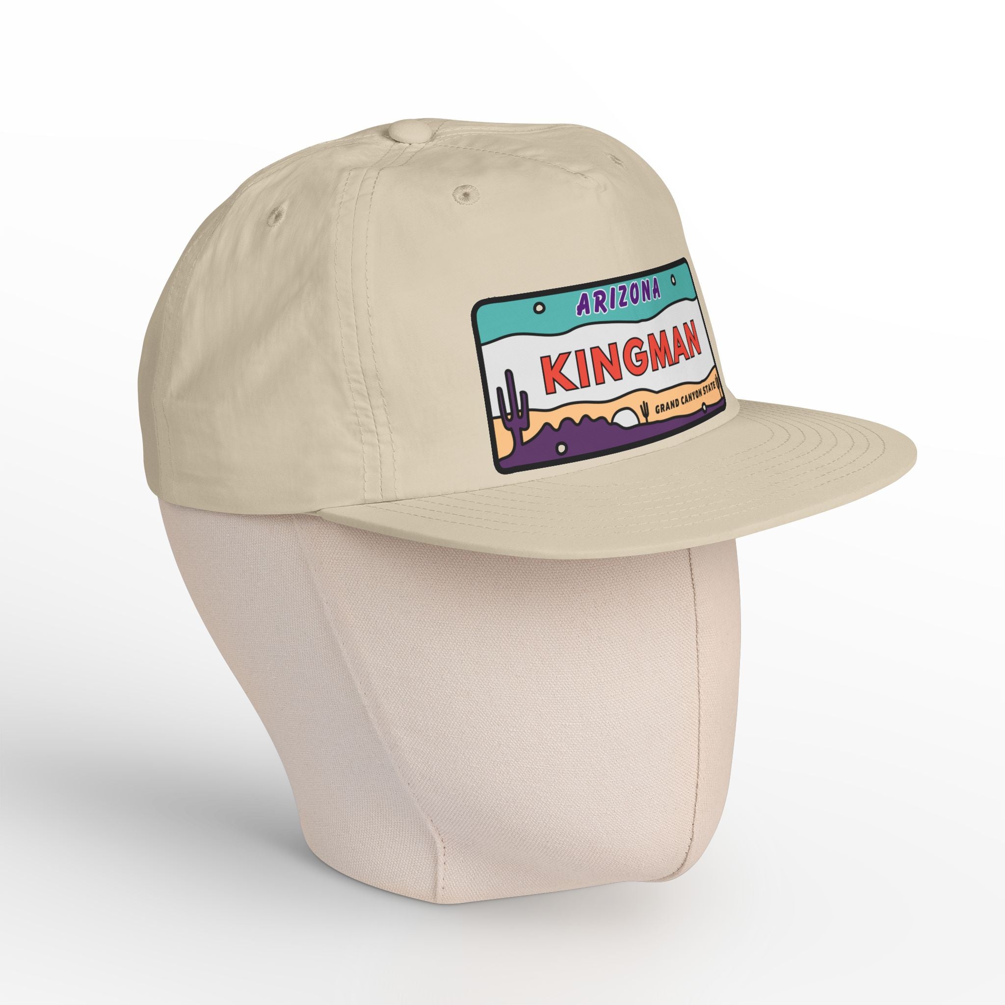 Surf Cap, Beach Hat, Summer Headwear, Kingman Arizona License Plate Dessert Cap for Water Sports