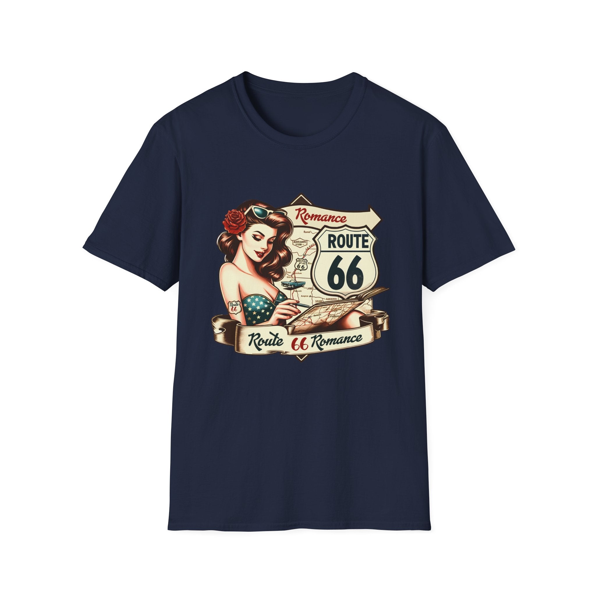 Pinup Girl Route 66 T-Shirt | Vintage Roadtrip Retro Sign