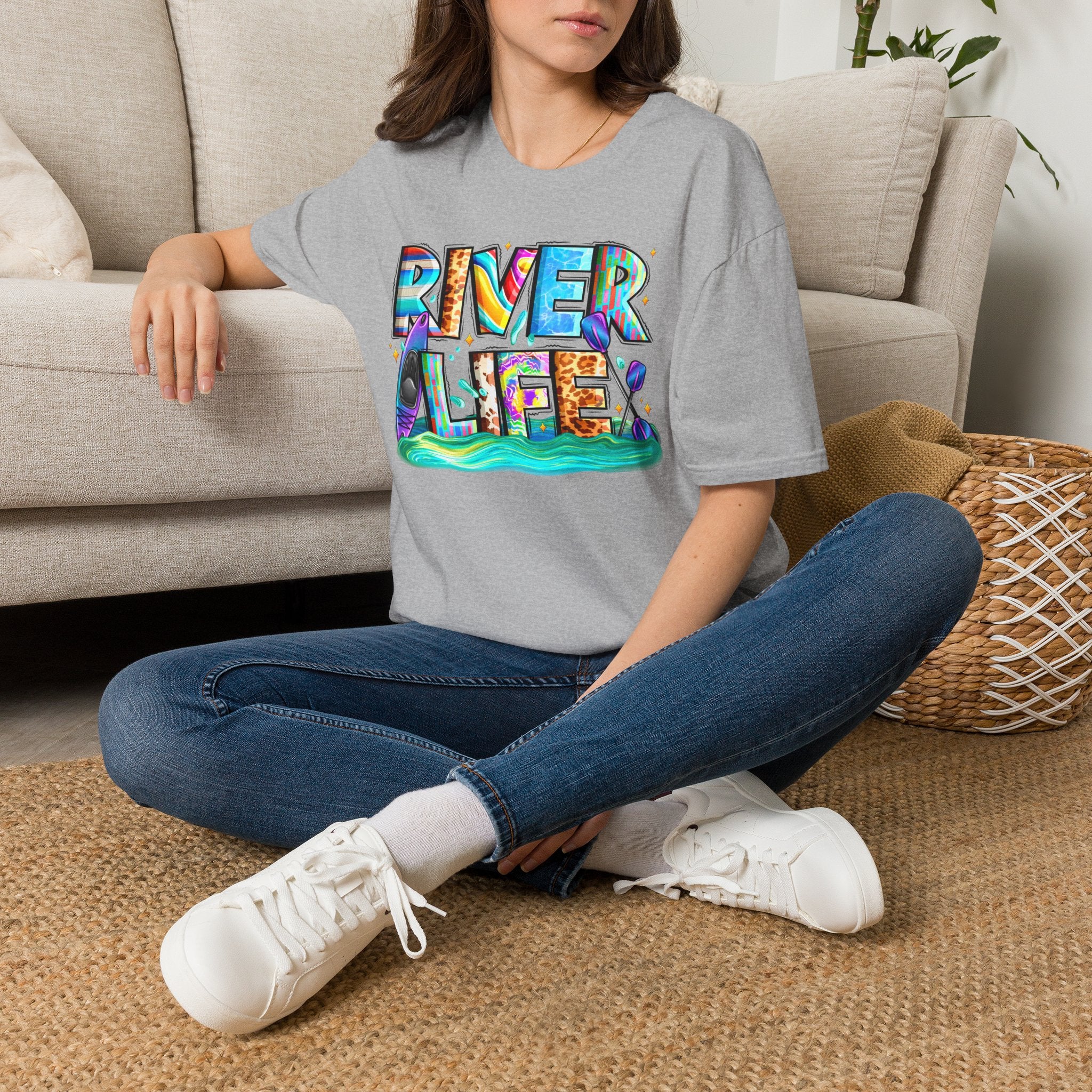 River Life T-Shirt | Colorful Fishing Scenic Graphic