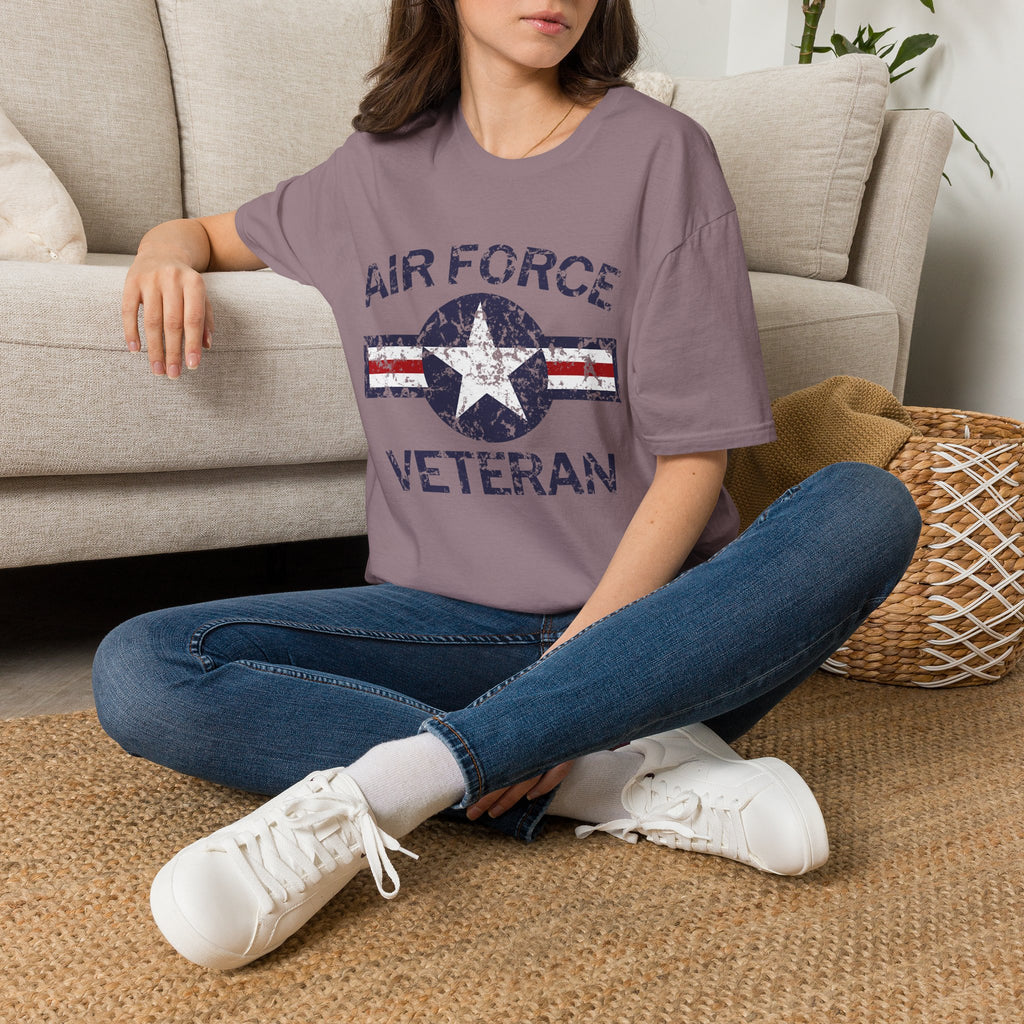 Air Force Veteran Distressed Logo T-Shirt | Military Star Stripe Tee