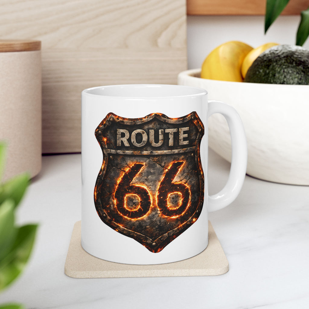 Route 66 Shield Retro Sign mug | Vintage Highway Ceramic Mug