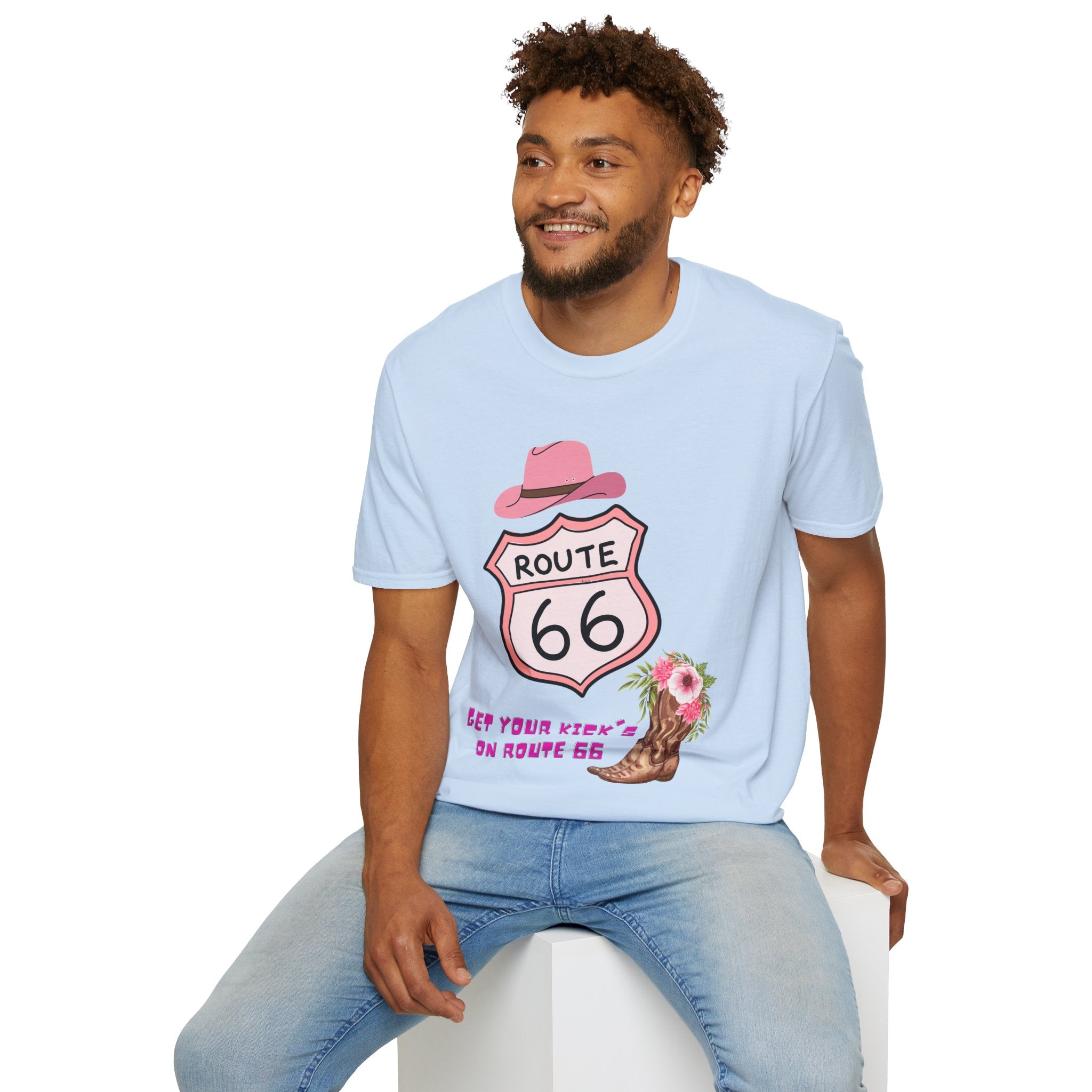 Route 66 Softstyle T-Shirt, Get Your Kick's On, Men Women, Unisex Tee Gift, Travel Highway Shirt