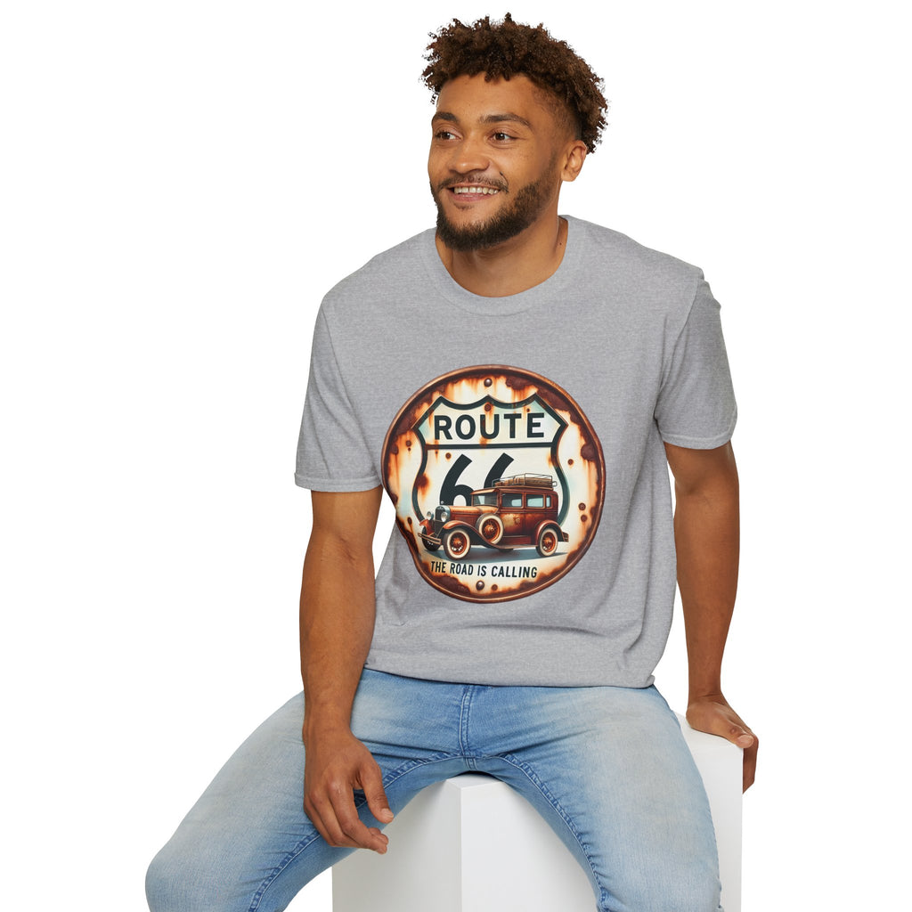 Route 66 Vintage Woody Wagon T-Shirt | The Road Is Calling, Retro Roadtrip Tee