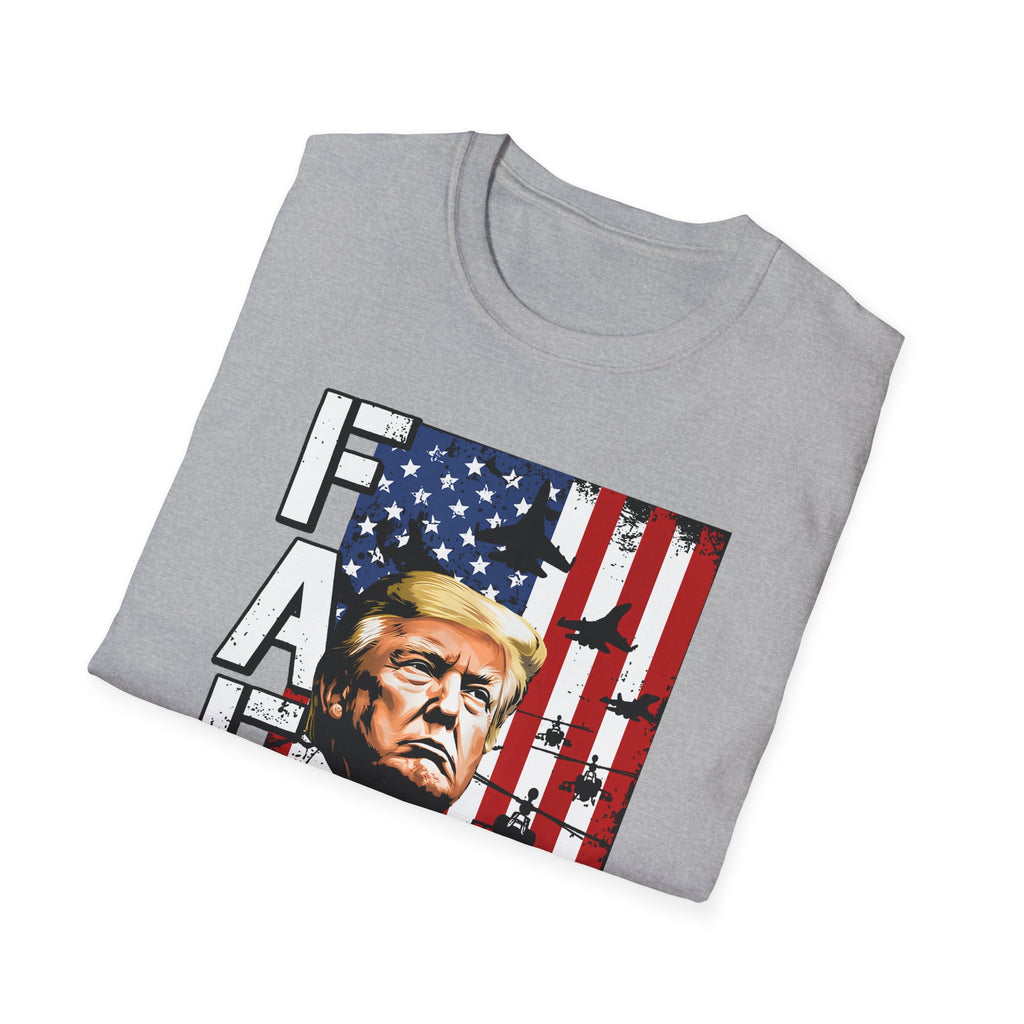 FAFO Patriotic Political Portrait T-Shirt | Flag Background, Bold Lettering