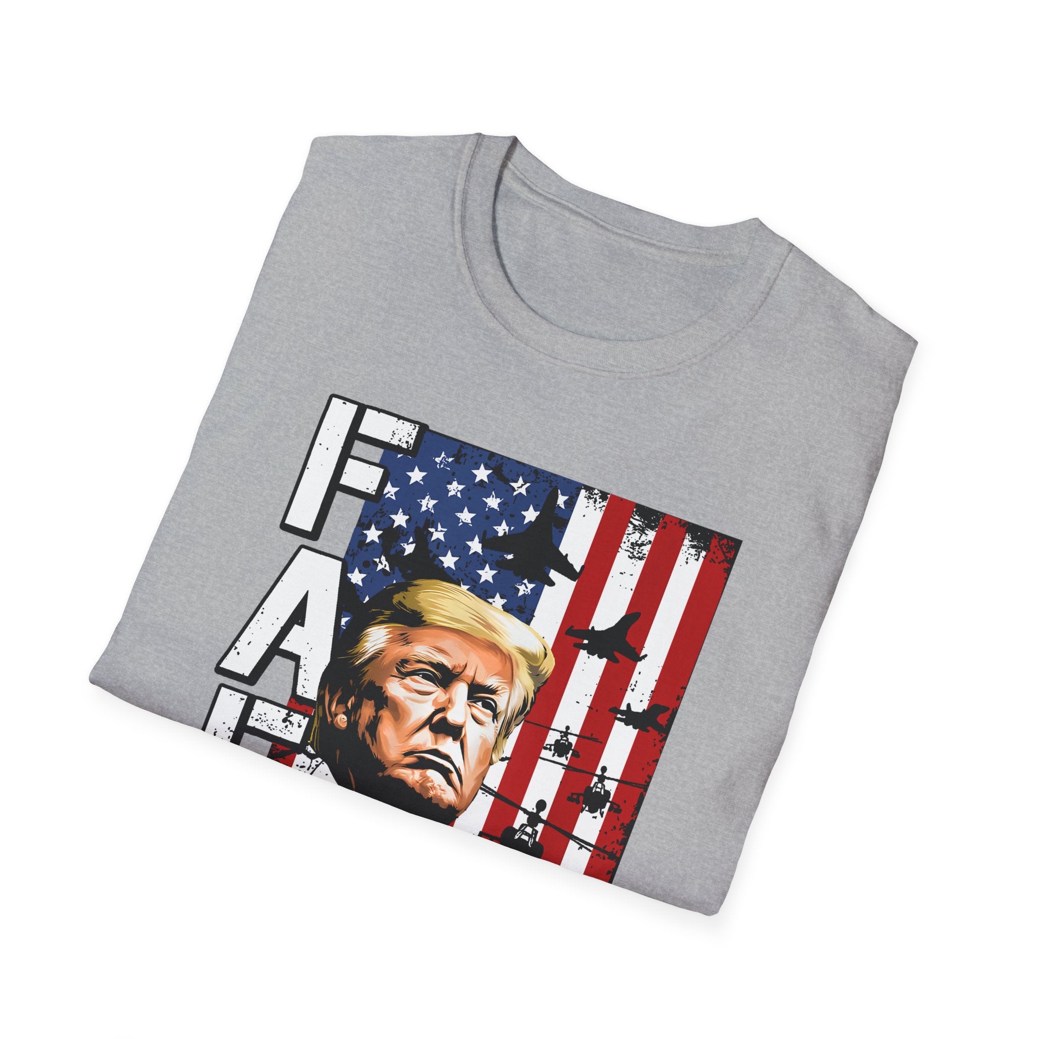 FAFO Patriotic Political Portrait T-Shirt | Flag Background, Bold Lettering