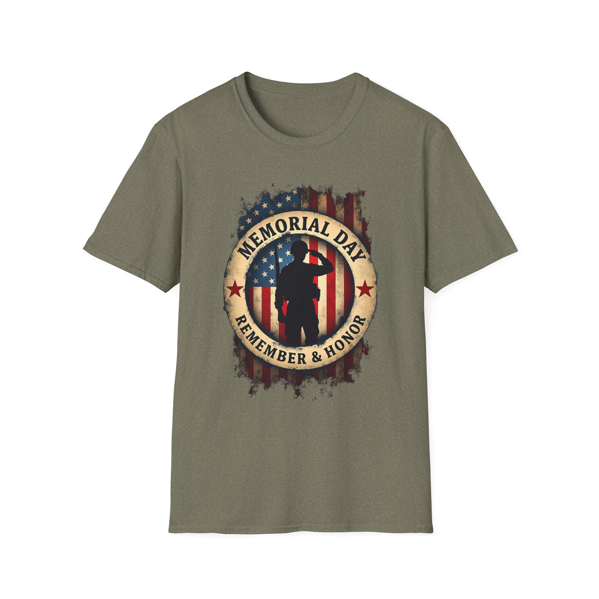 Memorial Day Remember & Honor T-Shirt | Soldier Silhouette American Flag