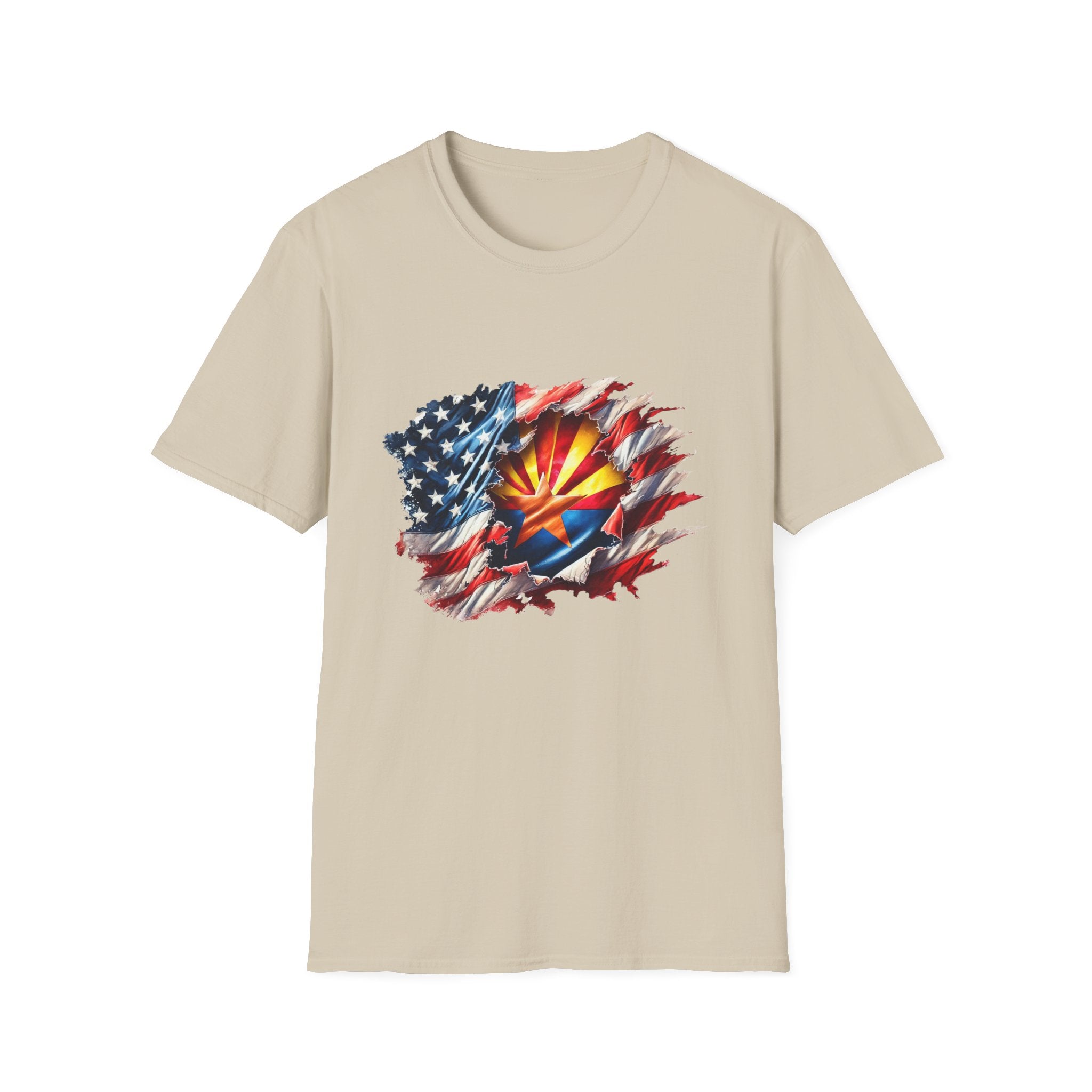 Arizona Flag Ripped Effect T-Shirt | USA Stars Stripes State Emblem