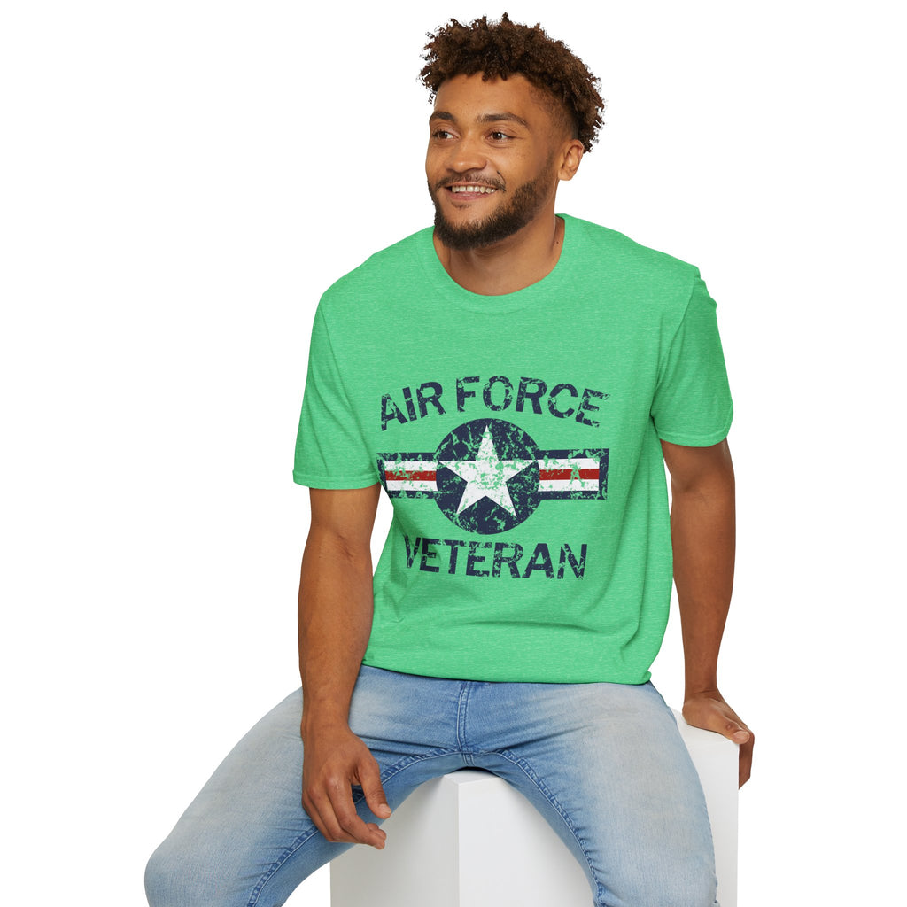 Air Force Veteran Distressed Logo T-Shirt | Military Star Stripe Tee
