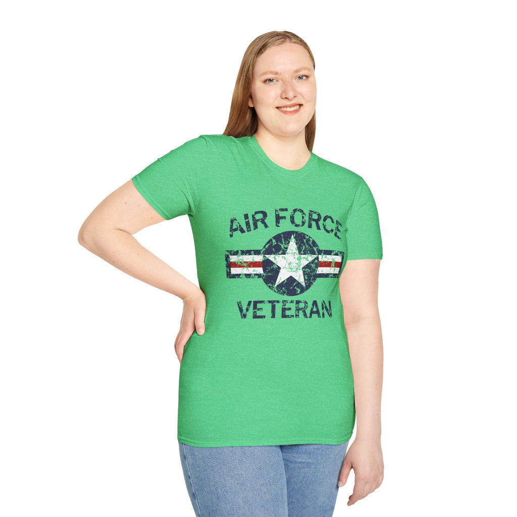 Air Force Veteran Distressed Logo T-Shirt | Military Star Stripe Tee