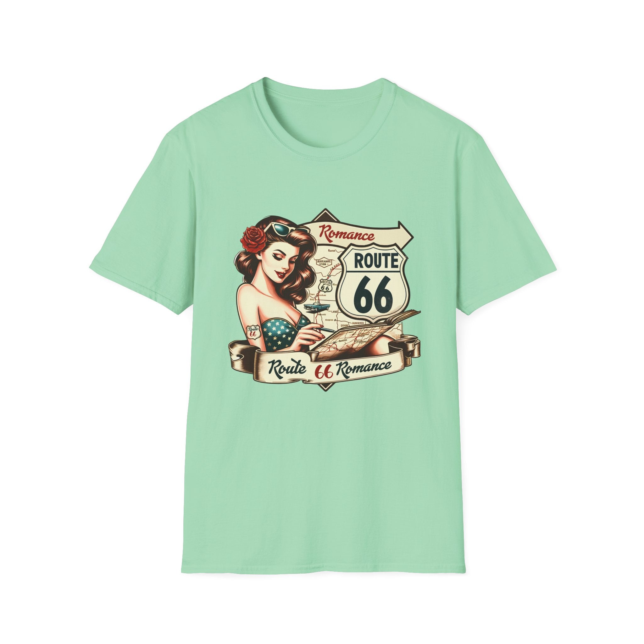 Pinup Girl Route 66 T-Shirt | Vintage Roadtrip Retro Sign