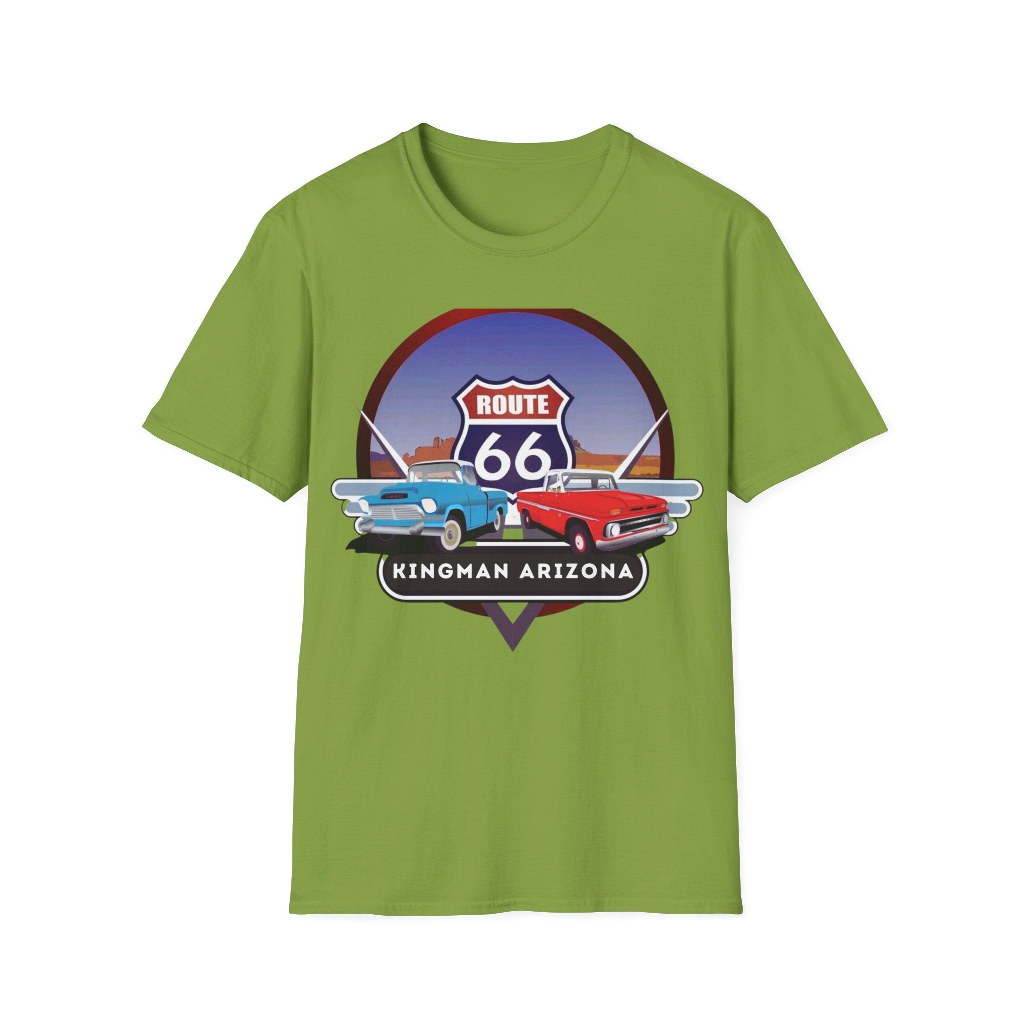 Route 66 Kingman Arizona Softstyle T-Shirt, Vintage Tee, Retro Shirt, Unisex Top, Gift for Travelers