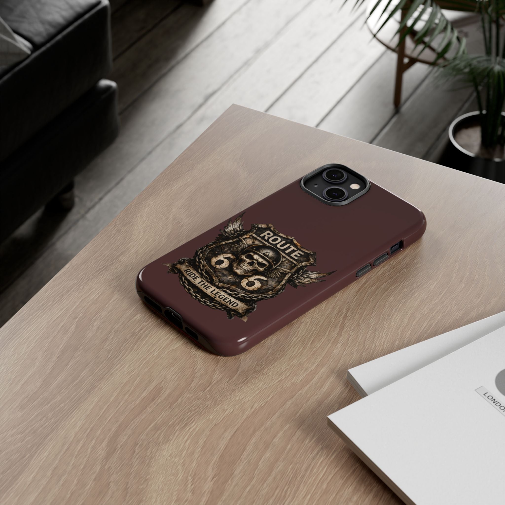 Route 66 Skull Helmet phone case | Motorcycle emblem, Ride the Legend