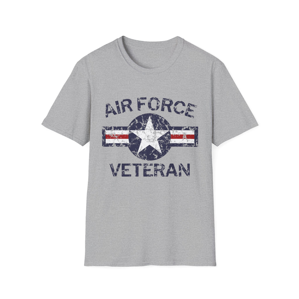 Air Force Veteran Distressed Logo T-Shirt | Military Star Stripe Tee