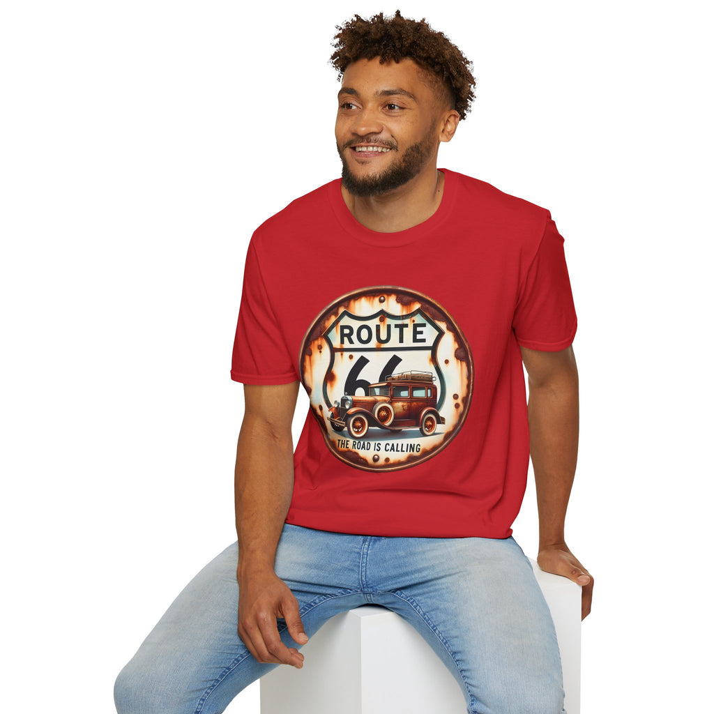 Route 66 Vintage Woody Wagon T-Shirt | The Road Is Calling, Retro Roadtrip Tee