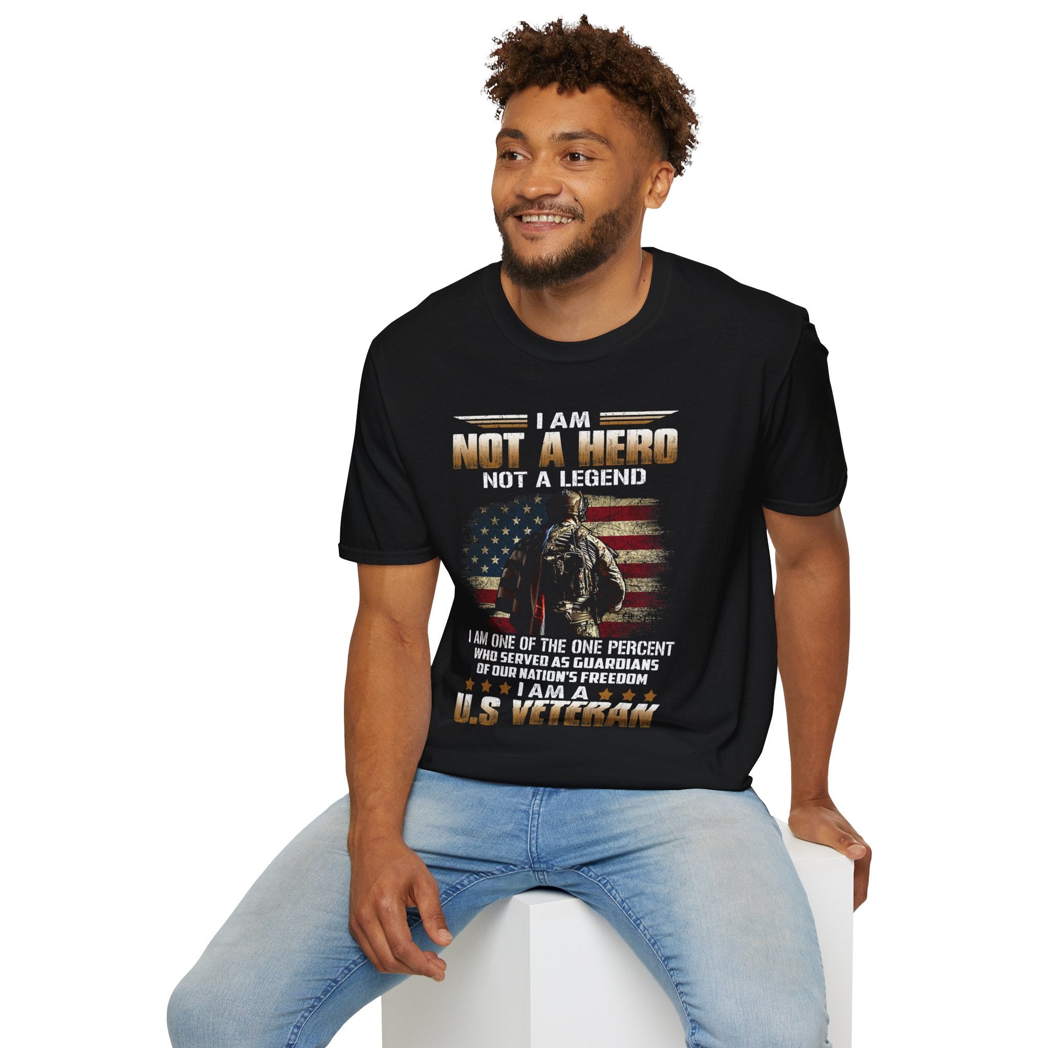 I Am Not a Hero I Am a U.S. Veteran T-Shirt | American Flag Soldier Tee