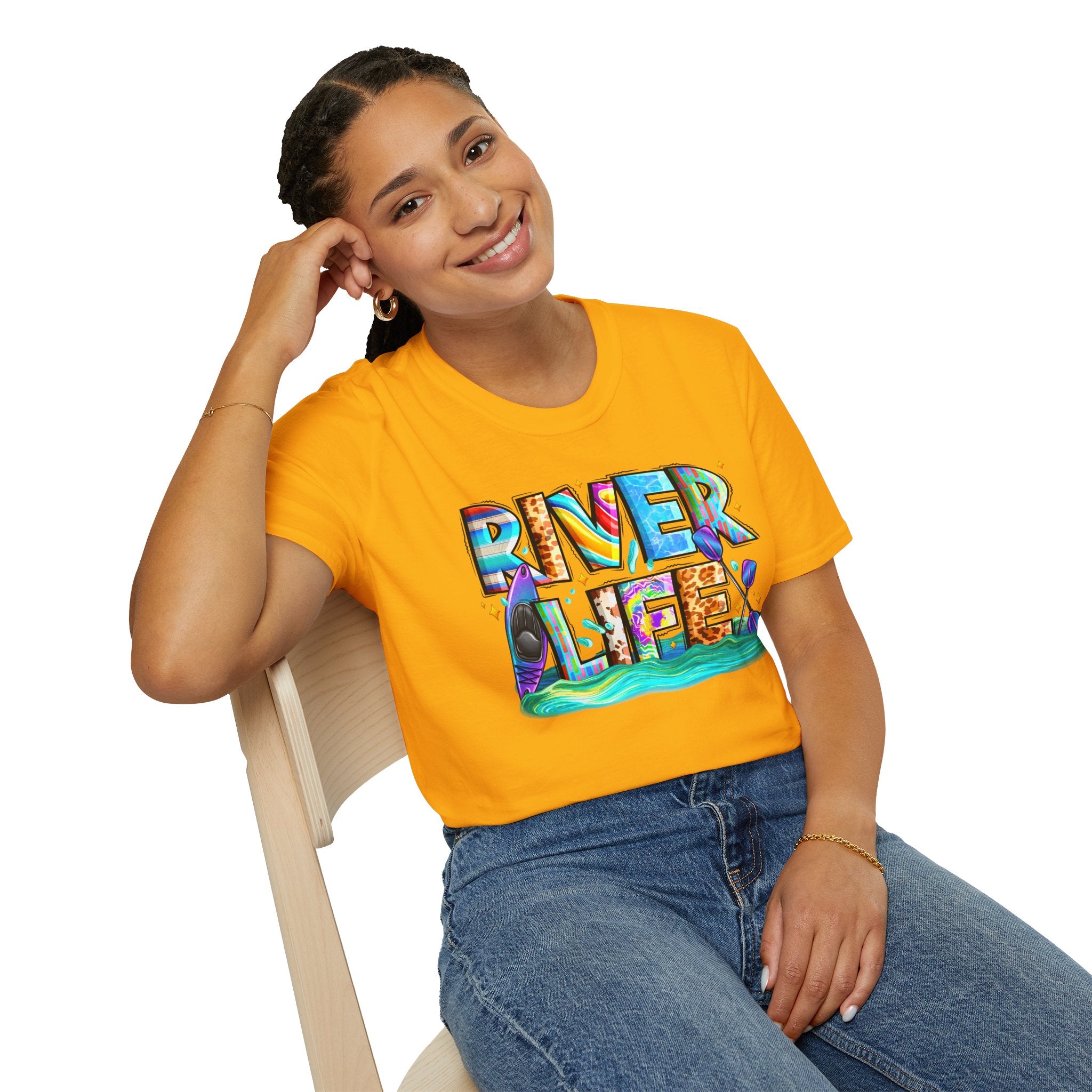 River Life T-Shirt | Colorful Fishing Scenic Graphic