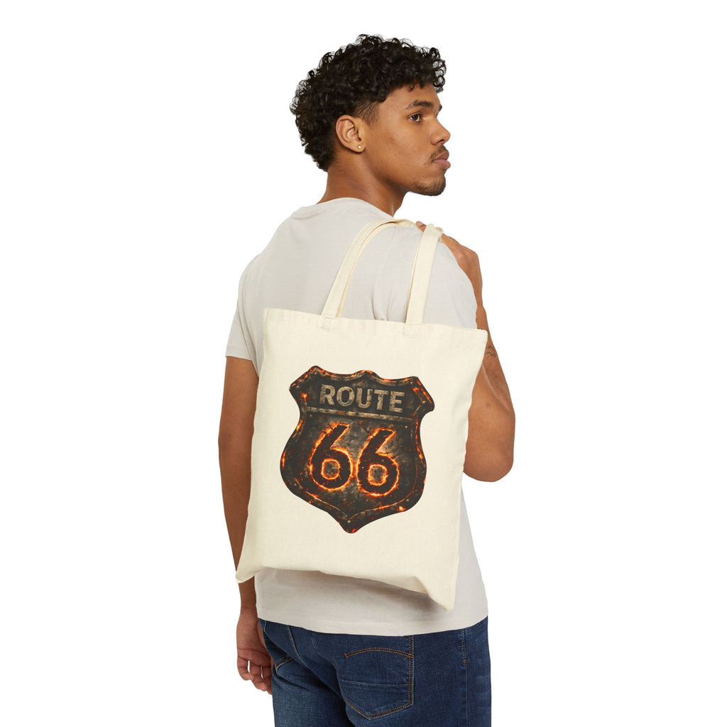Route 66 Shield Tote Bag | Vintage Retro Road Trip Canvas Tote