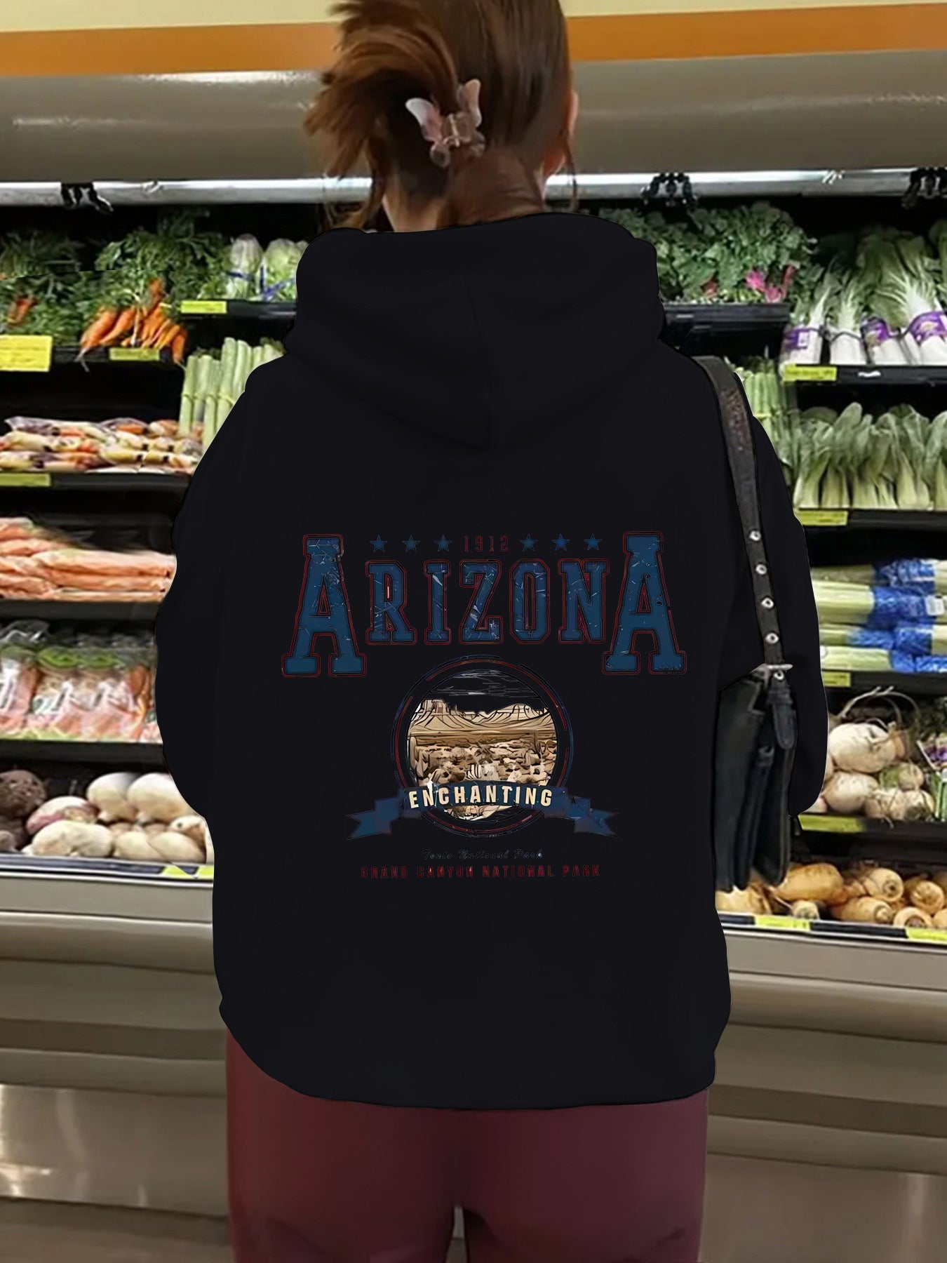 Long sleeved hoodie loose top women ARIZONA print