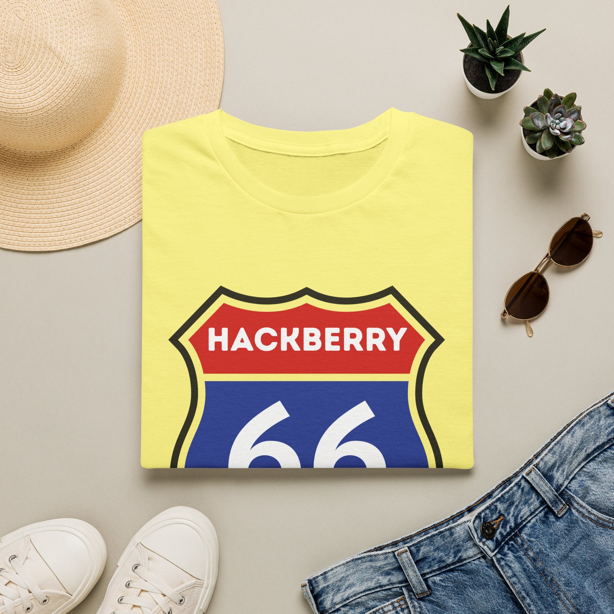 Hackberry 66 Shield T-Shirt | Route 66 Road Sign Tee