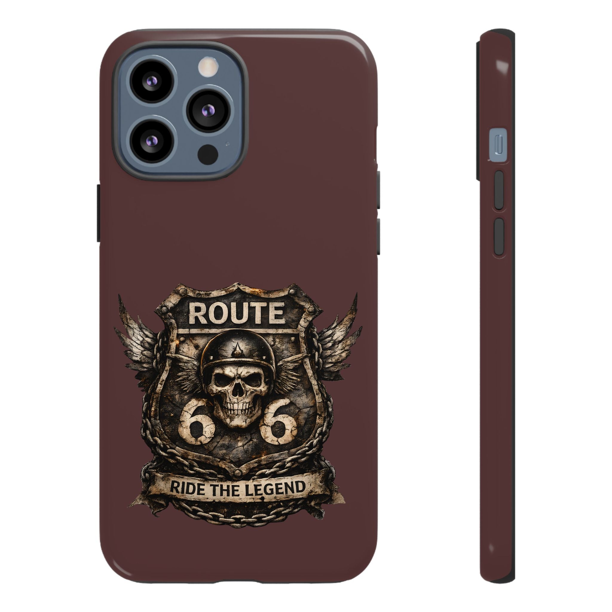Route 66 Skull Helmet phone case | Motorcycle emblem, Ride the Legend