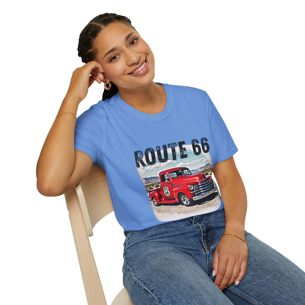 Route 66 Red Vintage Truck T-Shirt | Retro Highway Graphic