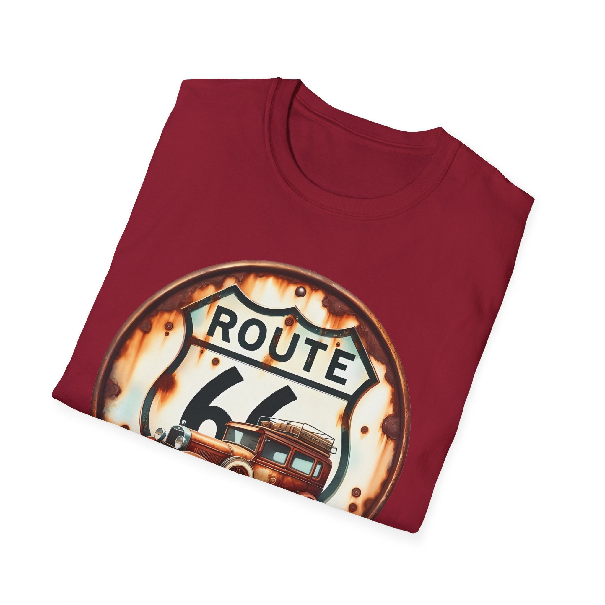 Route 66 Vintage Woody Wagon T-Shirt | The Road Is Calling, Retro Roadtrip Tee