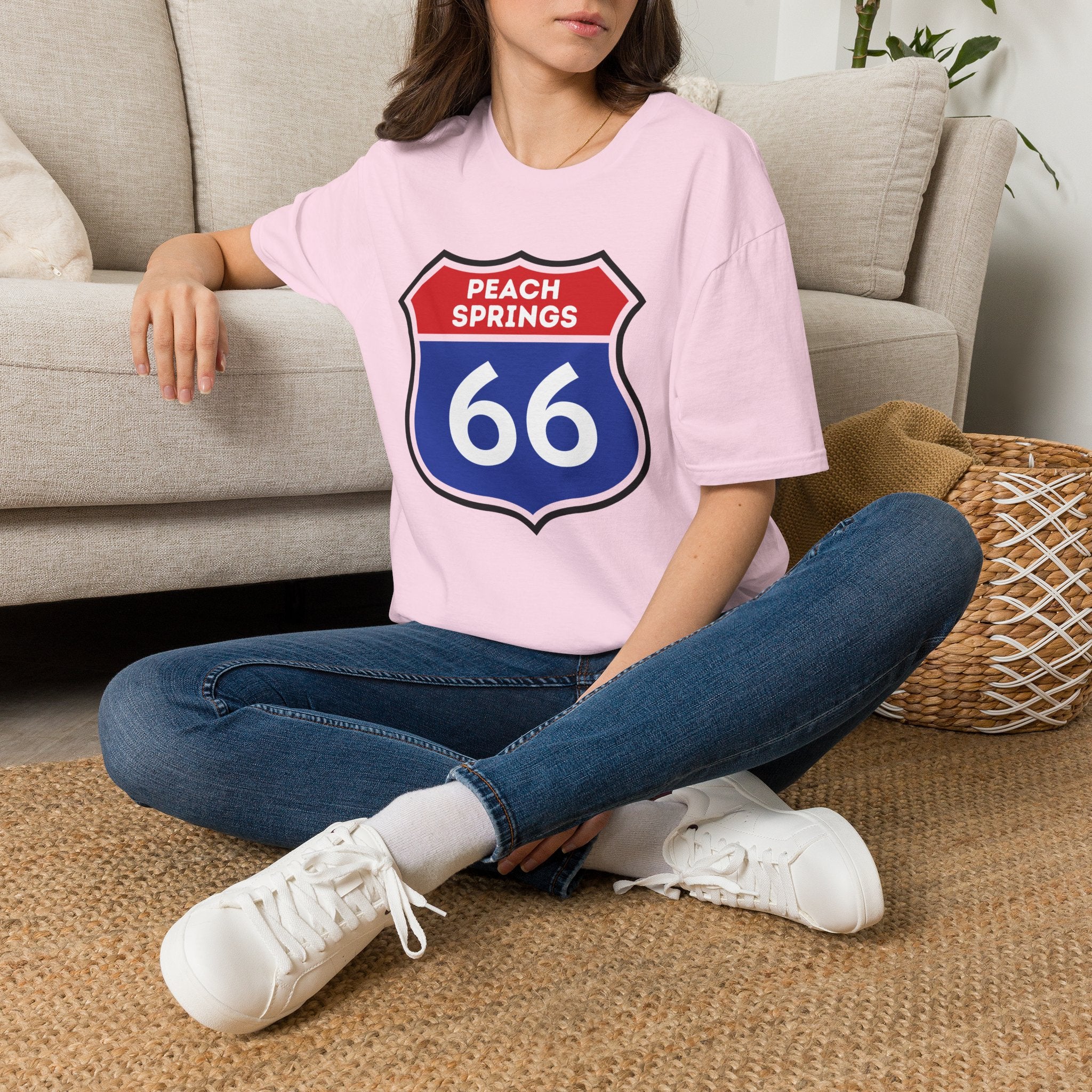 Peach Springs 66 Shield T-Shirt | Route 66 Road Sign Shirt