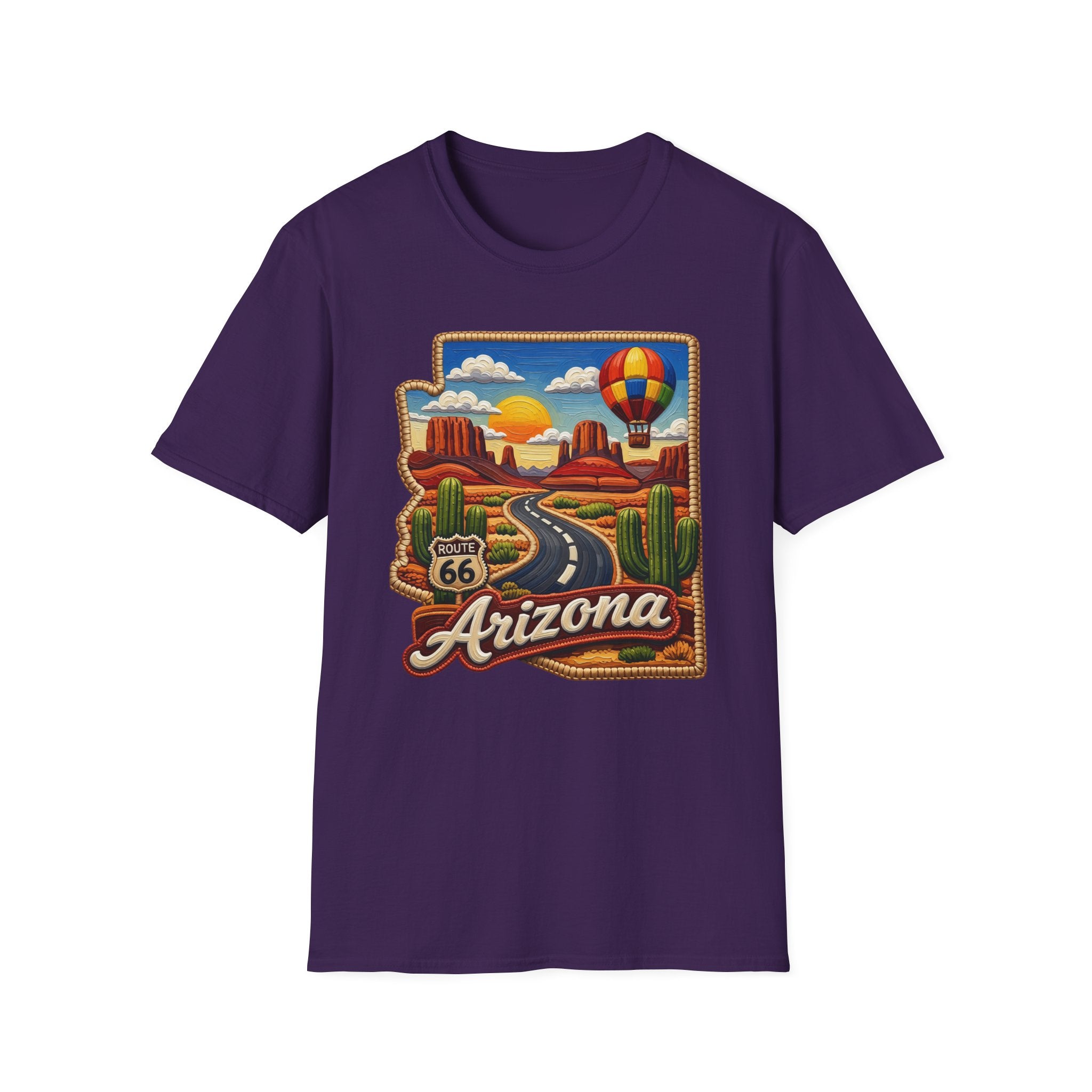 Arizona Route 66 Desert Road T-Shirt | Hot Air Balloon Southwestern Scene