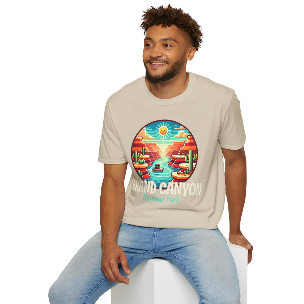 Grand Canyon National Park Retro Sunset T-Shirt | Canyon River Illustration