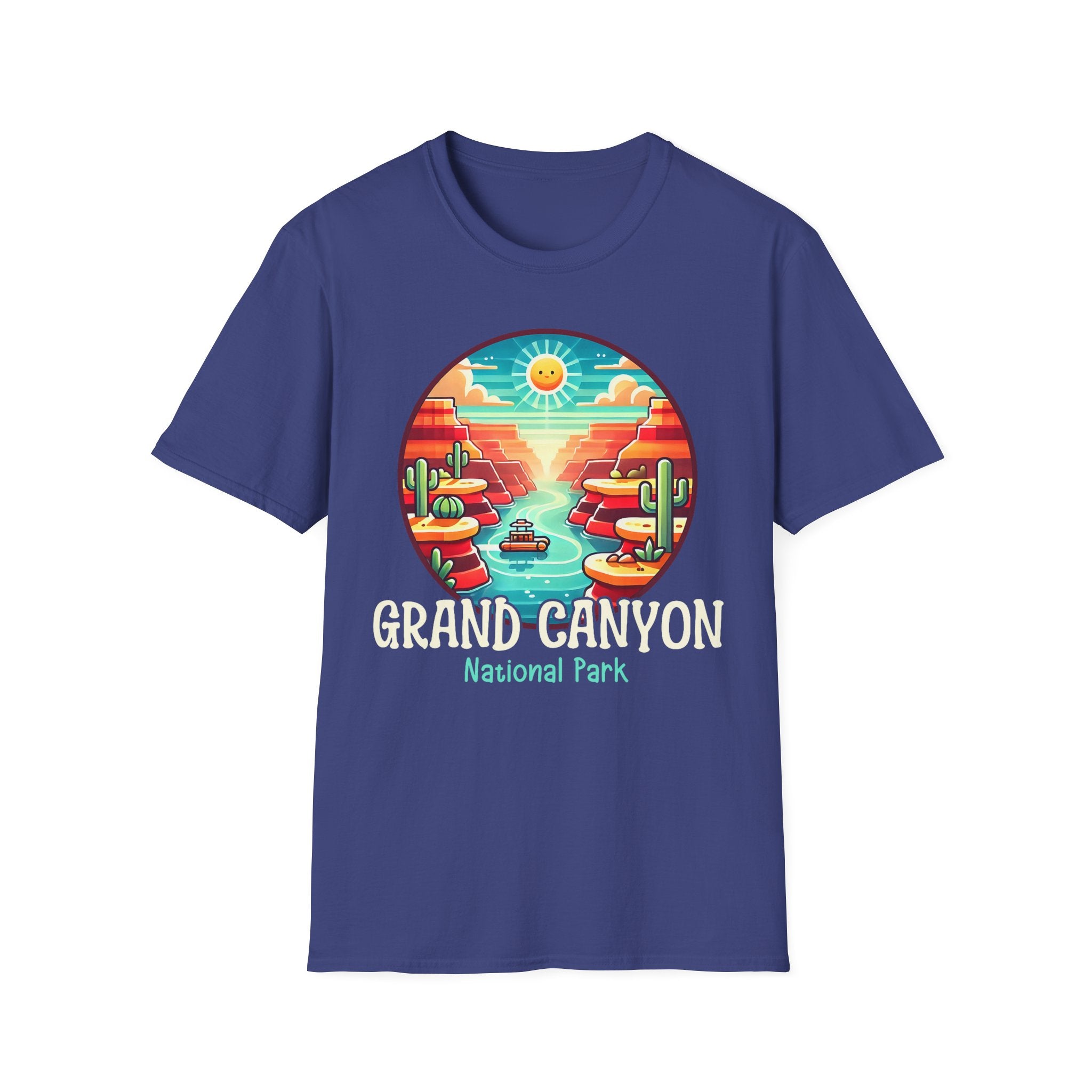 Grand Canyon National Park Retro Sunset T-Shirt | Canyon River Illustration