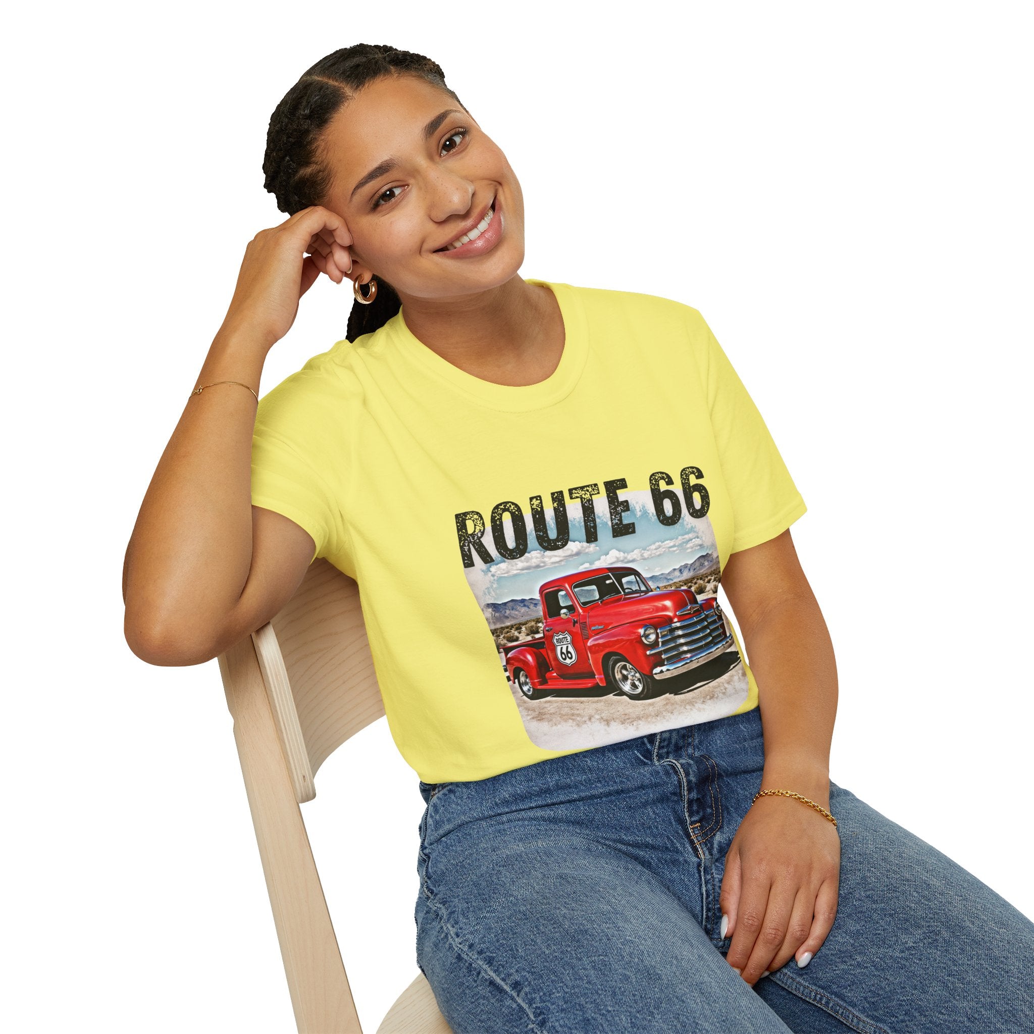 Route 66 Red Vintage Truck T-Shirt | Retro Highway Graphic