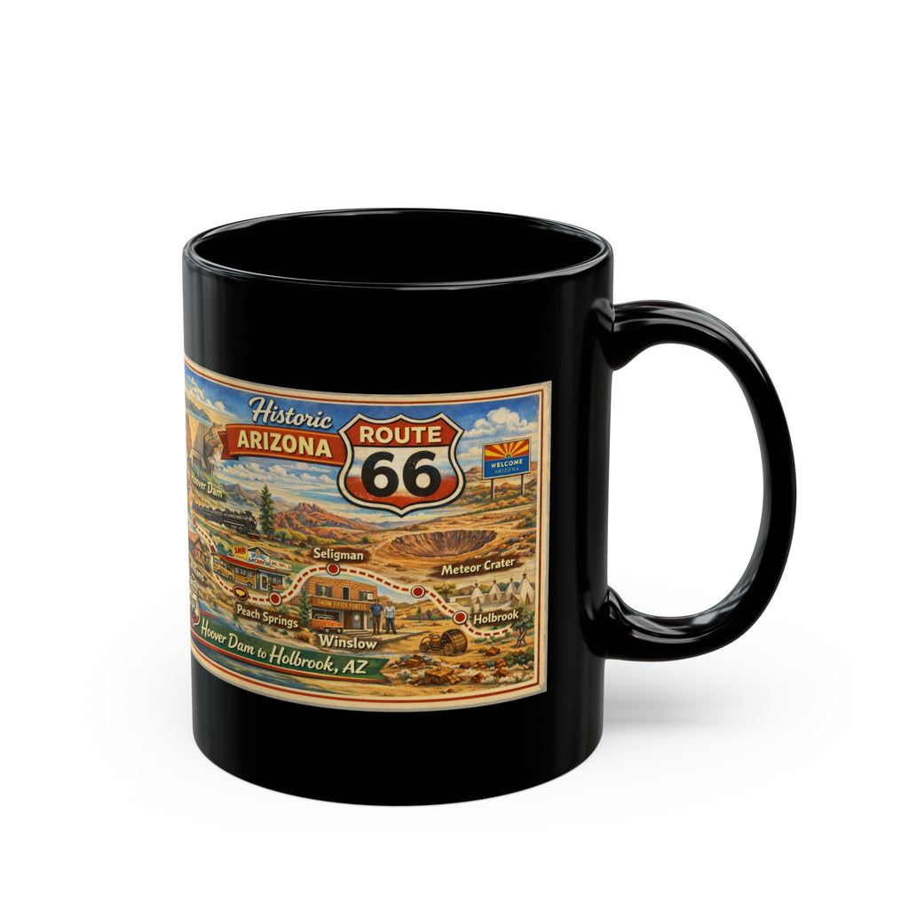 Historic Route 66 Arizona map Mug | Black ceramic road trip souvenir