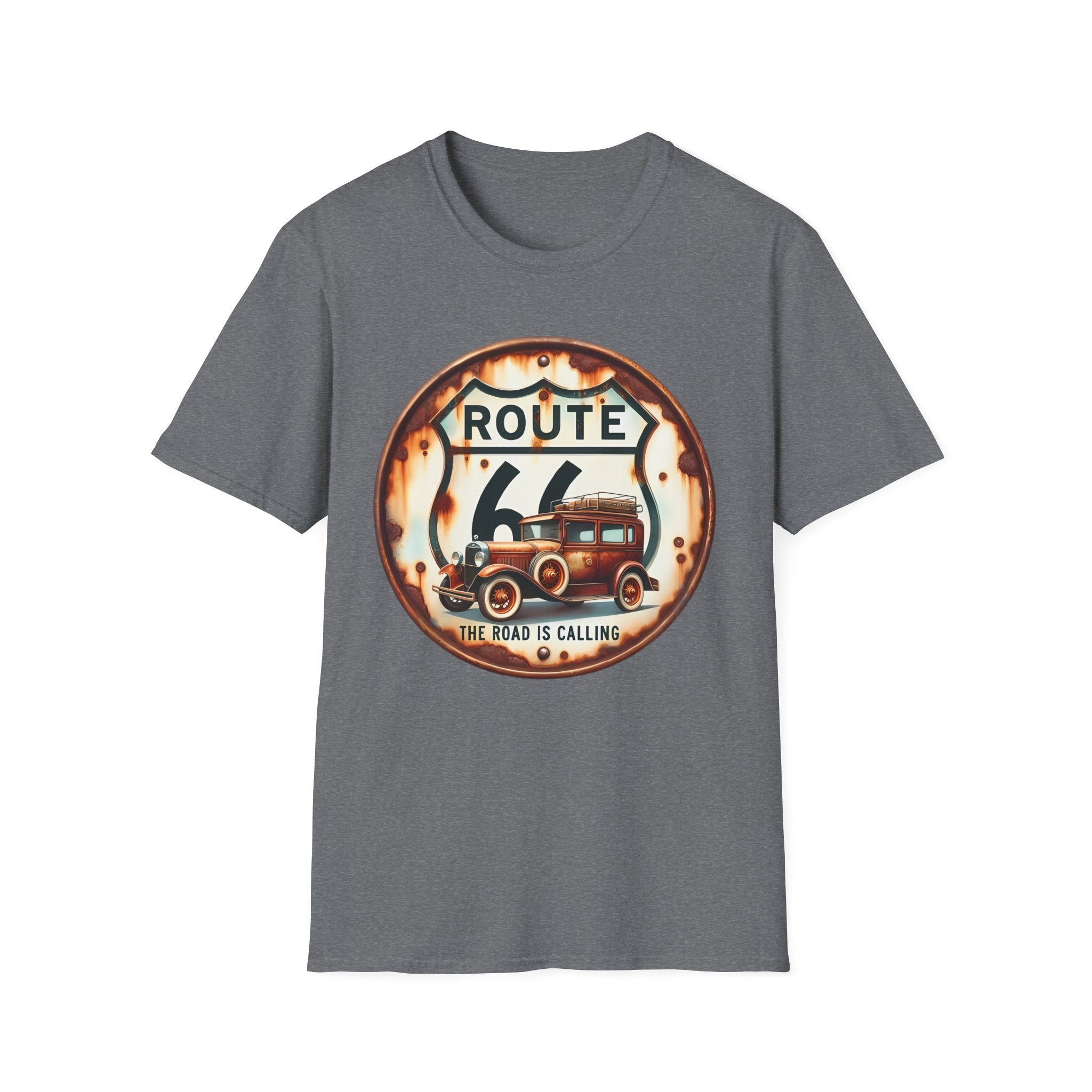Route 66 Vintage Woody Wagon T-Shirt | The Road Is Calling, Retro Roadtrip Tee