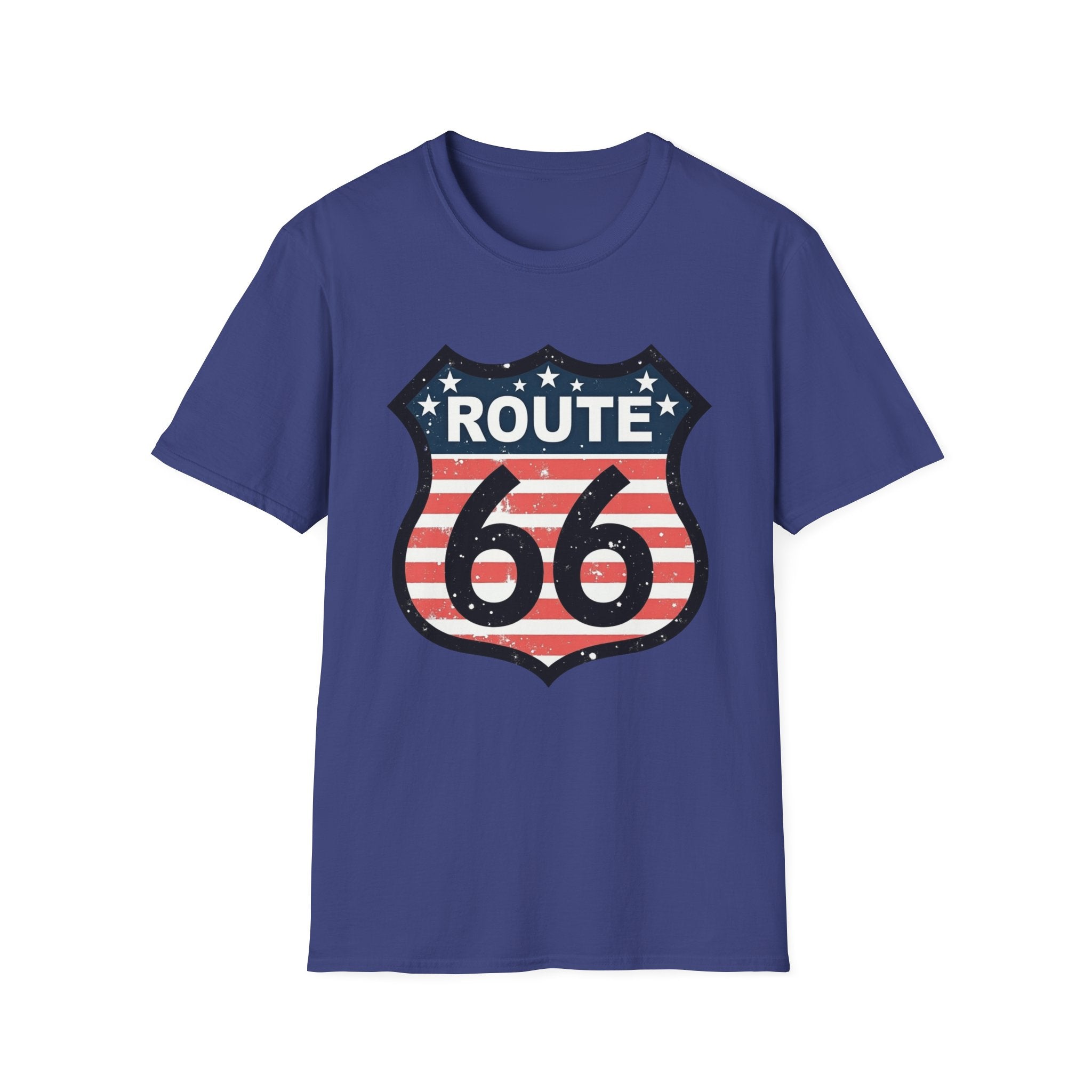 Route 66 Shield T-Shirt | American Flag Vintage Road Sign