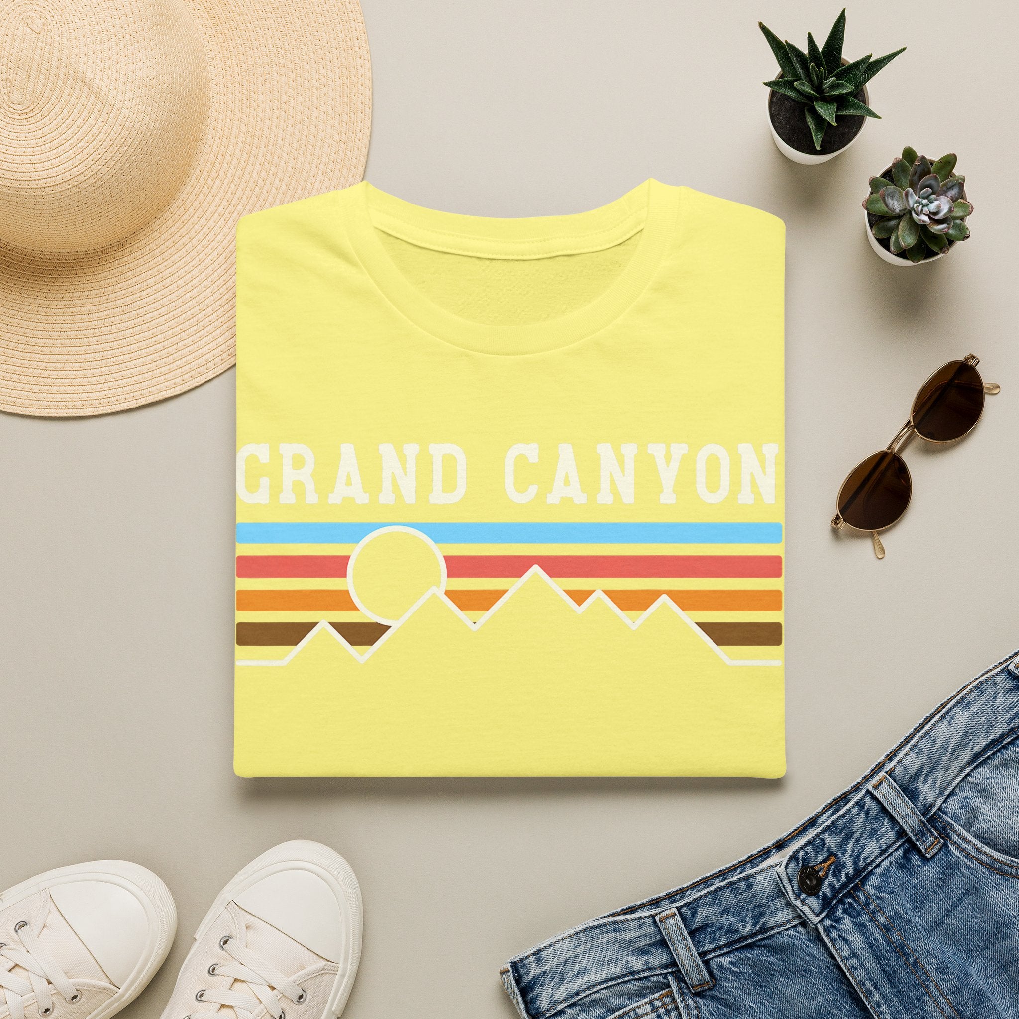Grand Canyon Retro Sunset T-Shirt | Printed Front and Back National Park Landscape