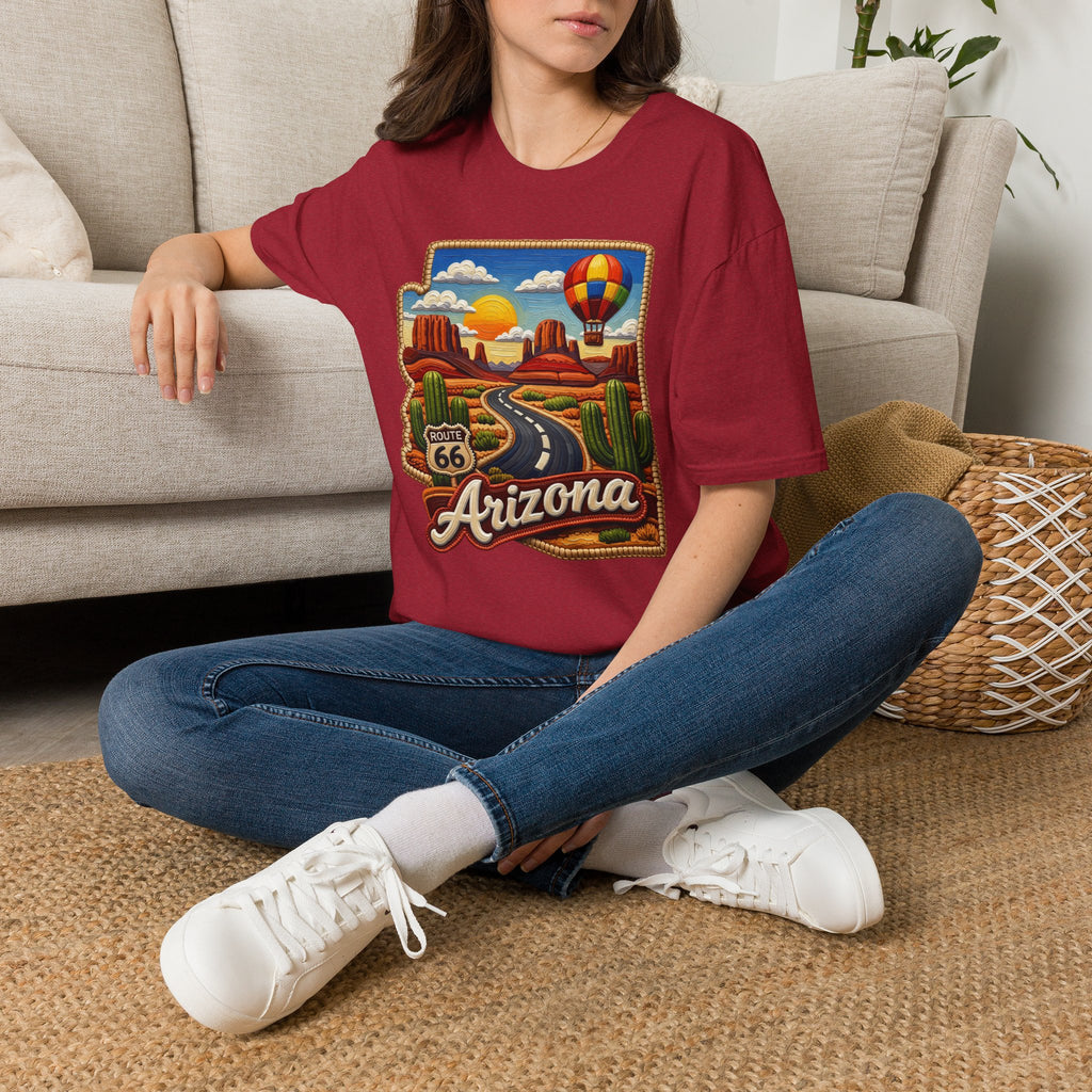 Arizona Route 66 Desert Road T-Shirt | Hot Air Balloon Southwestern Scene