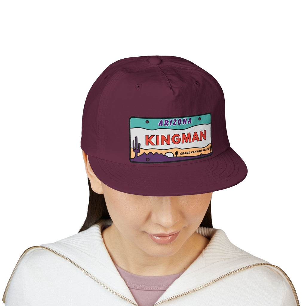 Surf Cap, Beach Hat, Summer Headwear, Kingman Arizona License Plate Dessert Cap for Water Sports