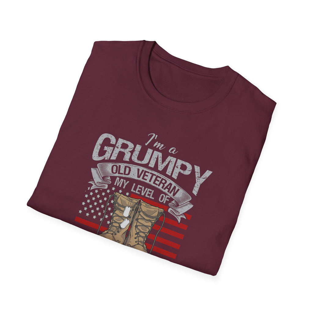 Grumpy Old Veteran Boots, T-Shirt | American Flag, Sarcasm Depends on Stupidity