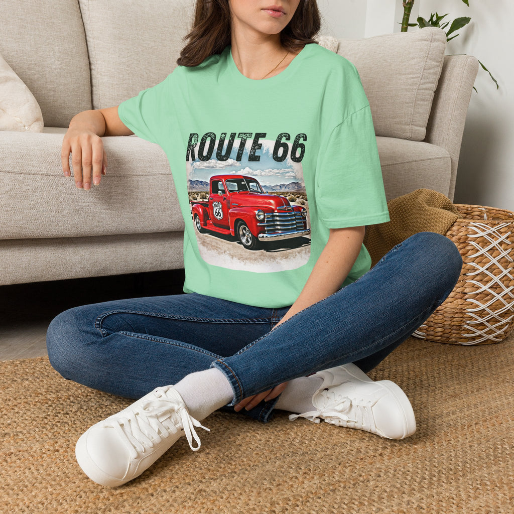 Route 66 Red Vintage Truck T-Shirt | Retro Highway Graphic