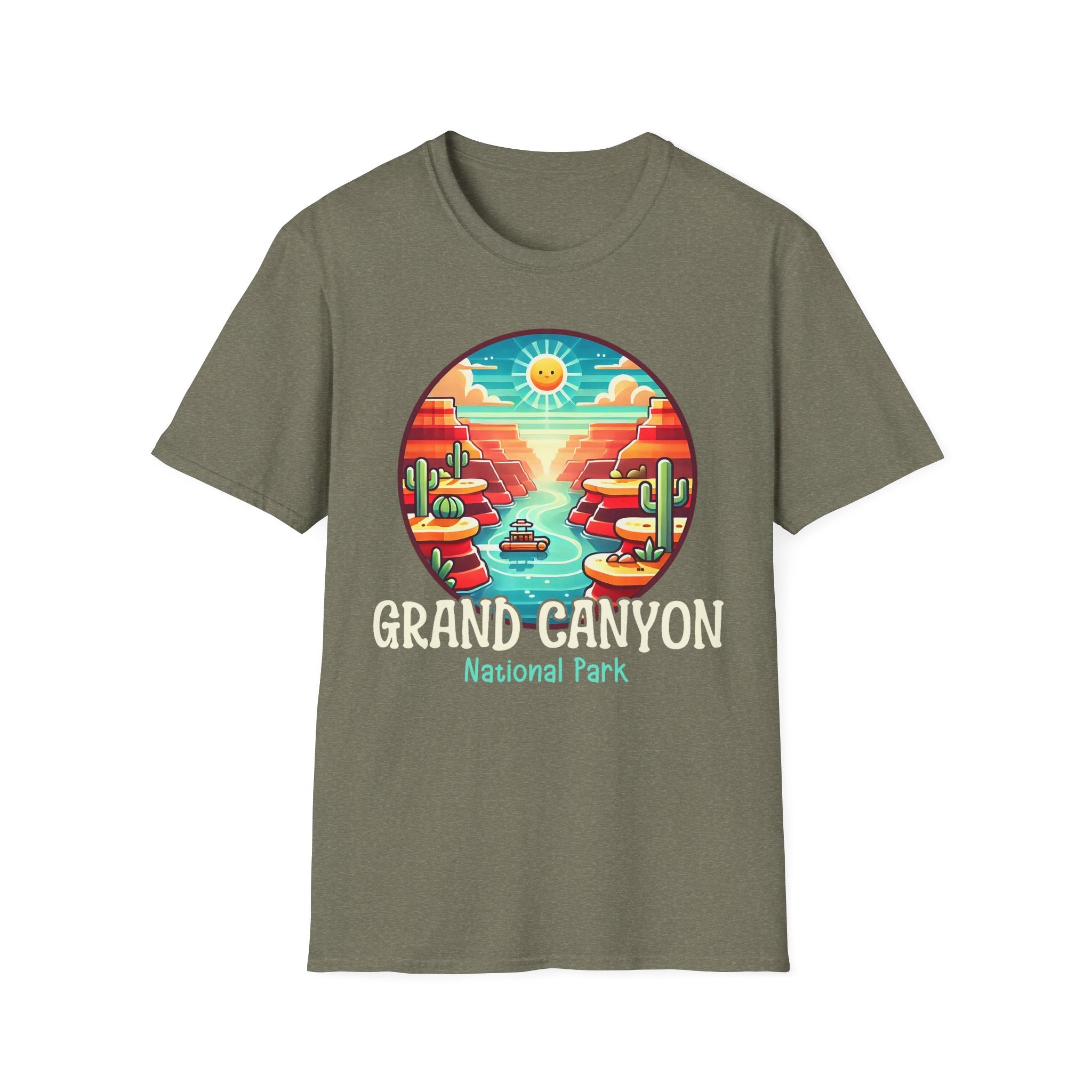 Grand Canyon National Park Retro Sunset T-Shirt | Canyon River Illustration