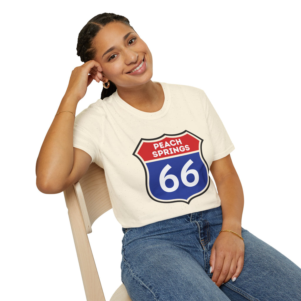 Peach Springs 66 Shield T-Shirt | Route 66 Road Sign Shirt