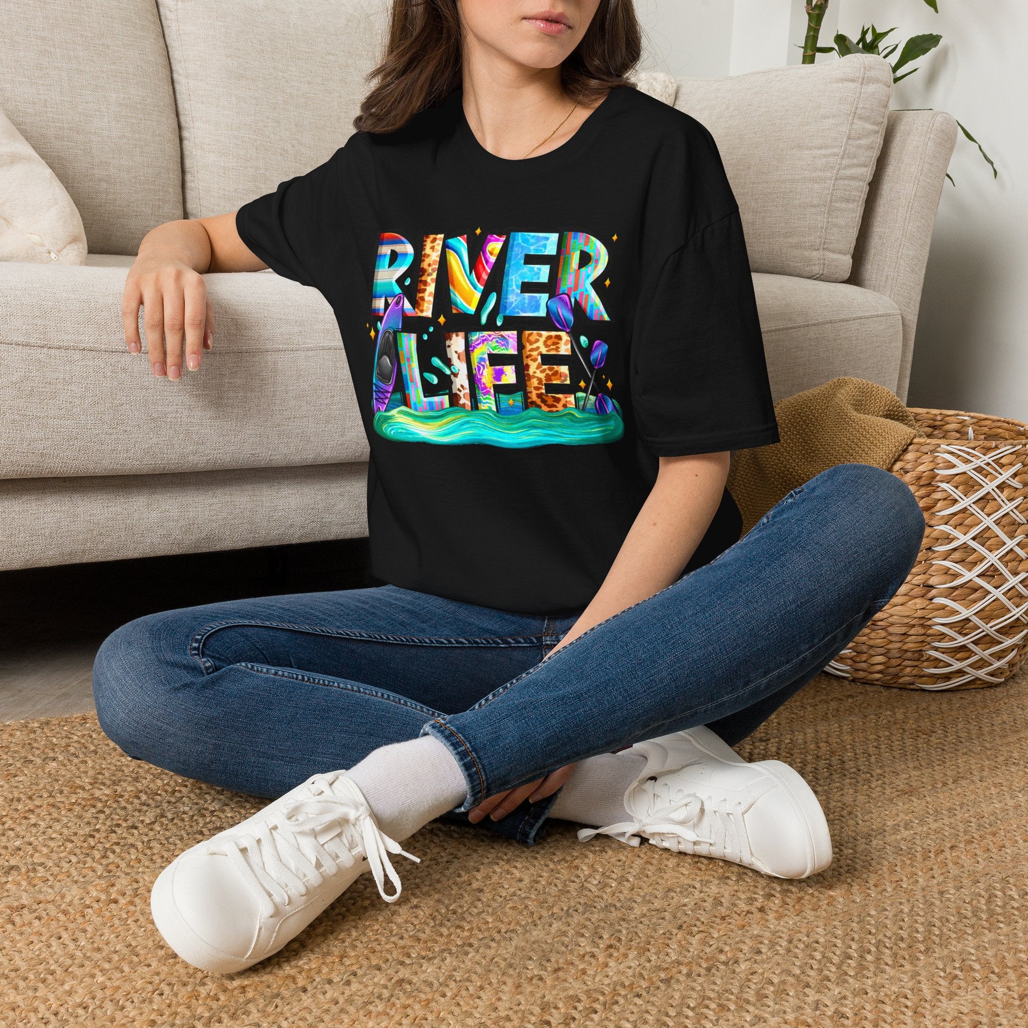 River Life T-Shirt | Colorful Fishing Scenic Graphic