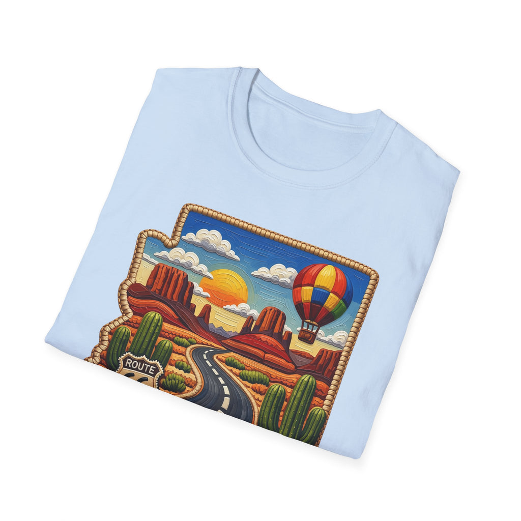 Arizona Route 66 Desert Road T-Shirt | Hot Air Balloon Southwestern Scene
