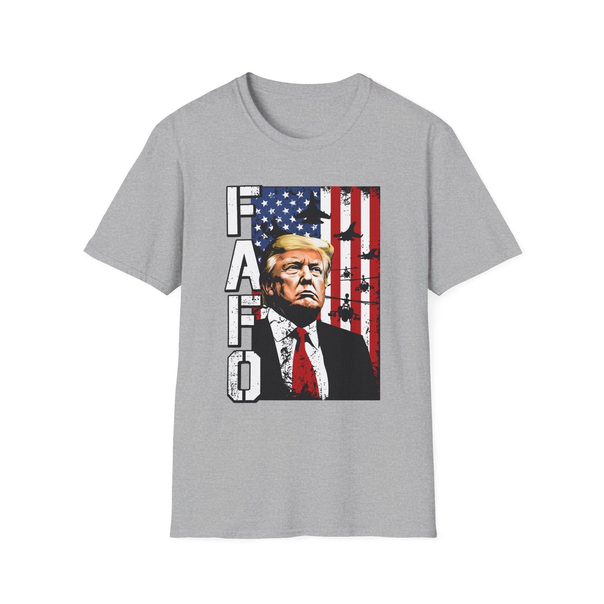 FAFO Patriotic Political Portrait T-Shirt | Flag Background, Bold Lettering