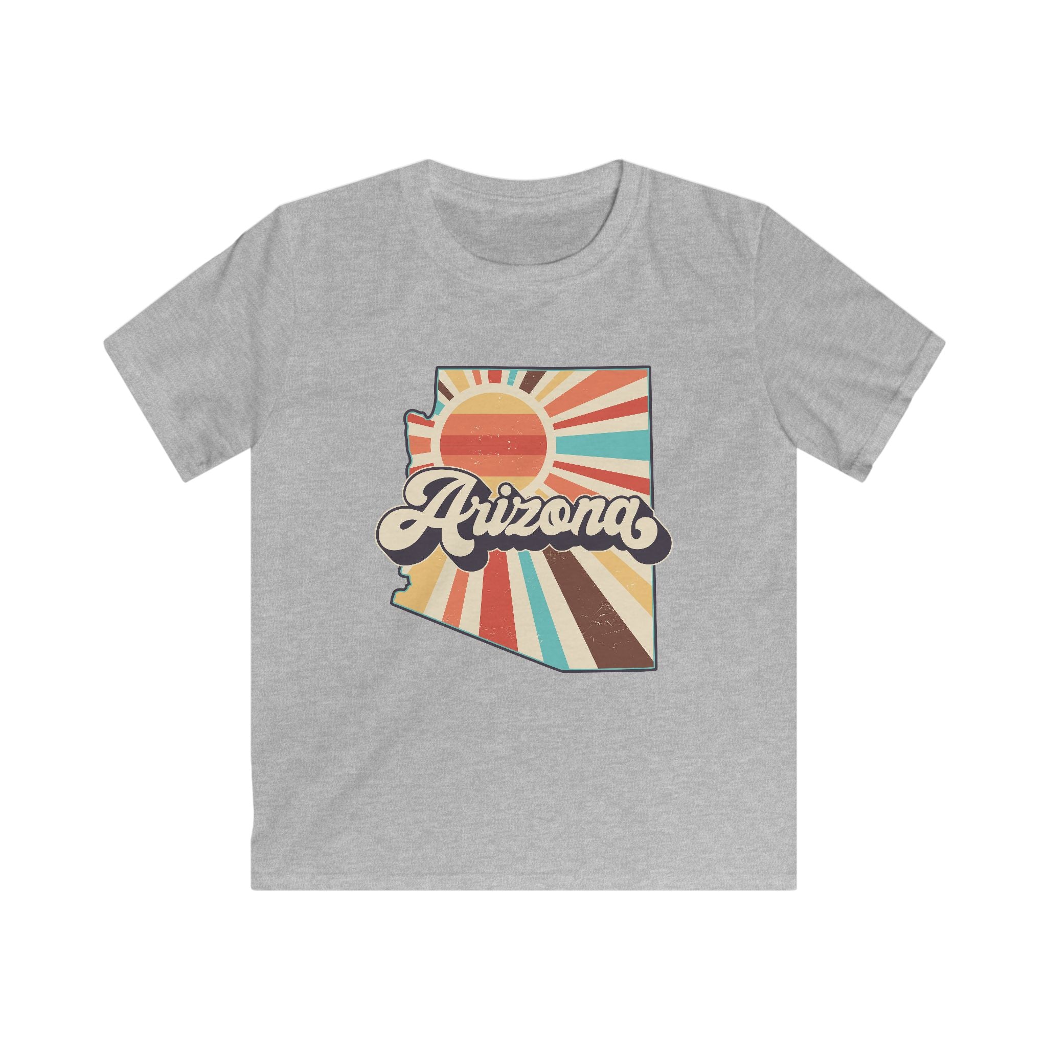 Retro Arizona State Outline kids tee | Sunset rays, vintage typography