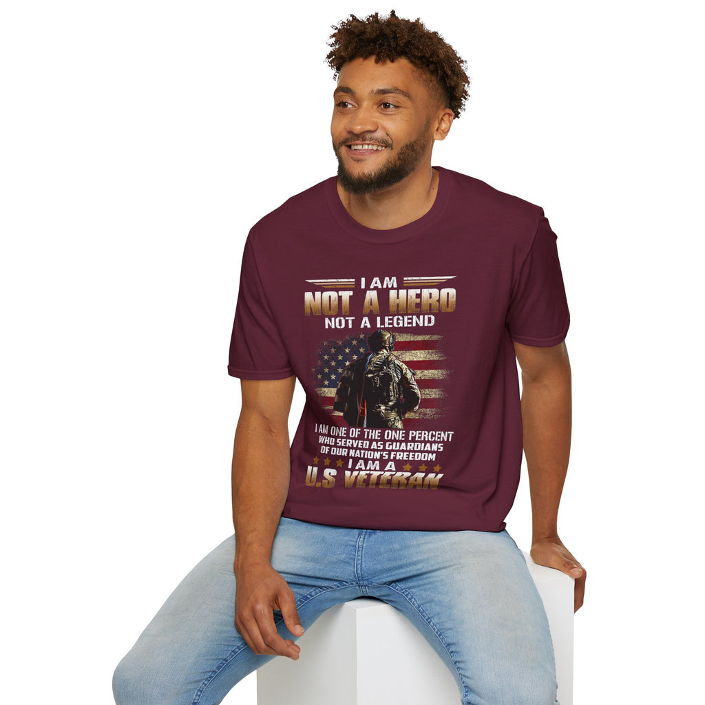 I Am Not a Hero I Am a U.S. Veteran T-Shirt | American Flag Soldier Tee