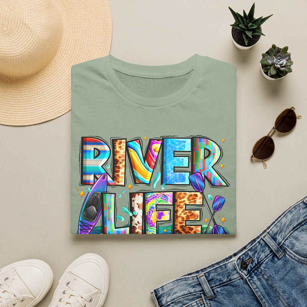 River Life T-Shirt | Colorful Fishing Scenic Graphic