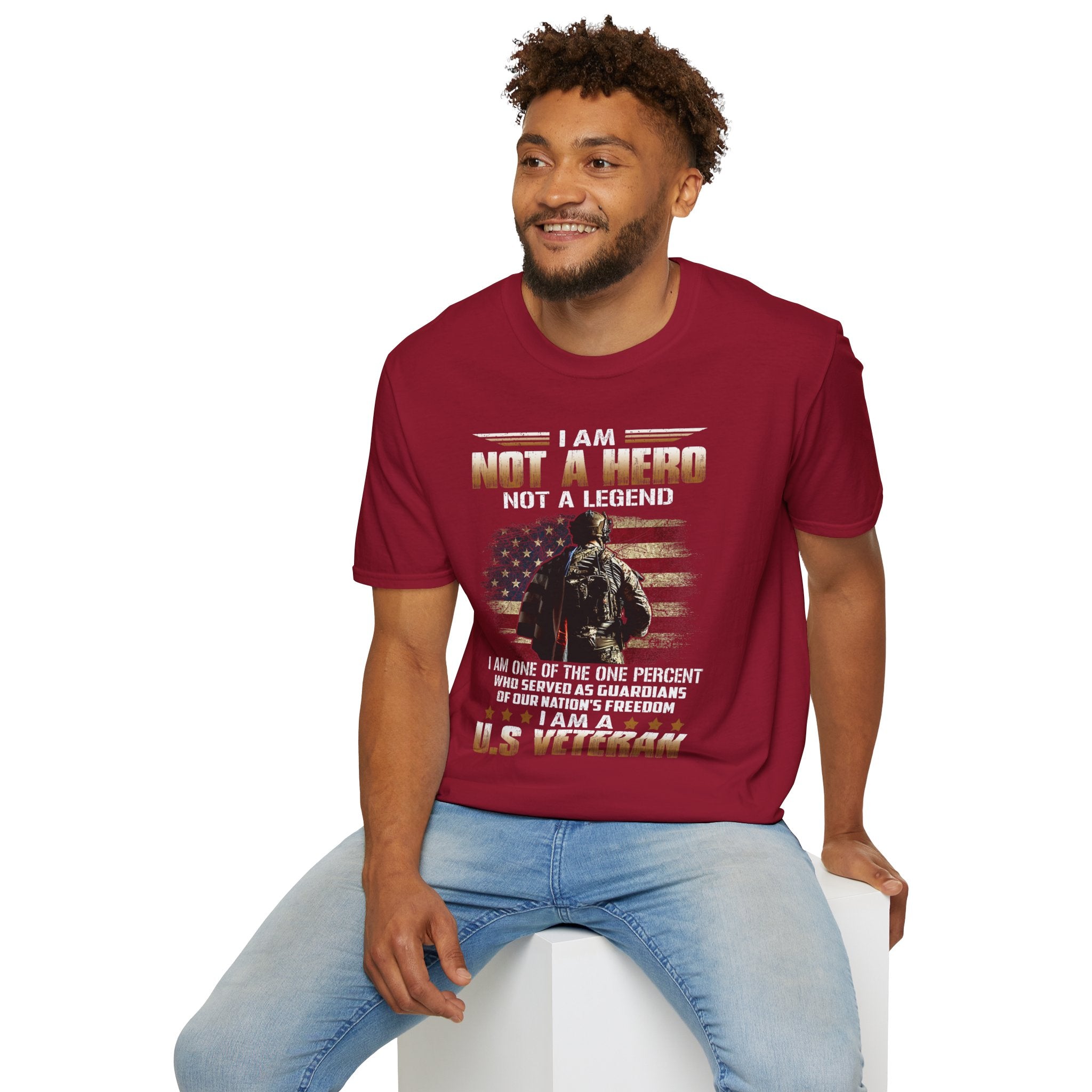 I Am Not a Hero I Am a U.S. Veteran T-Shirt | American Flag Soldier Tee