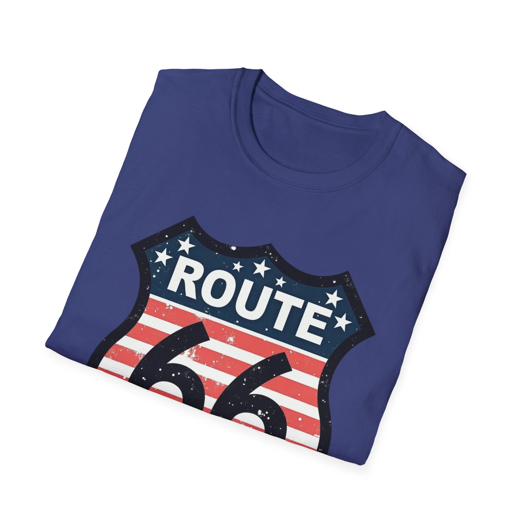 Route 66 Shield T-Shirt | American Flag Vintage Road Sign